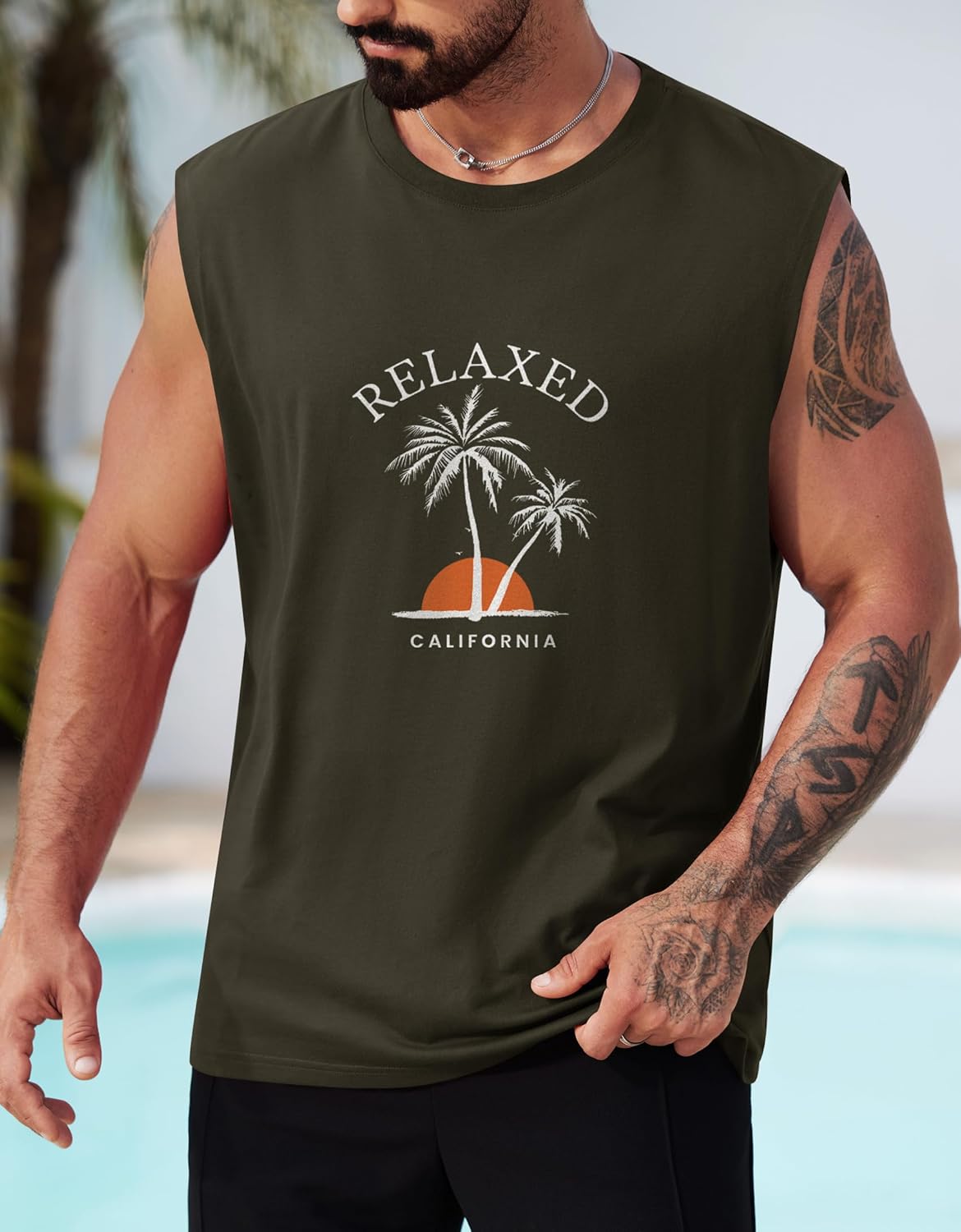 Mens Beach Summer Tank Tops Palm Tree Graphic Vacation Muscle Sleeveless Shirts (S-3XL) - Image 7