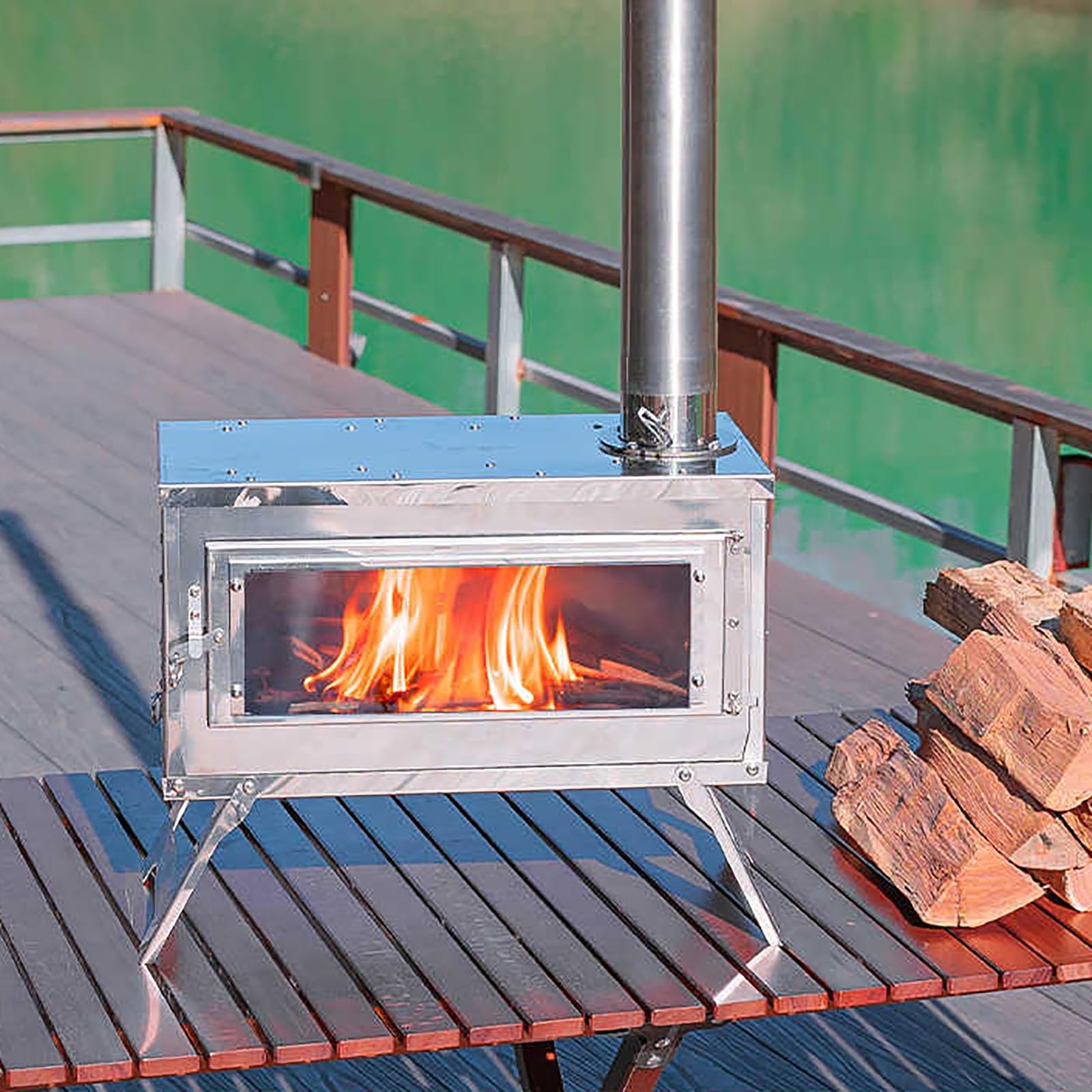 Poêle à Bois Portable En Acier Inoxydable - 14x13x6,5 Cm, Pour Camping, Chauffage, Décoration, Brûleur D'encens