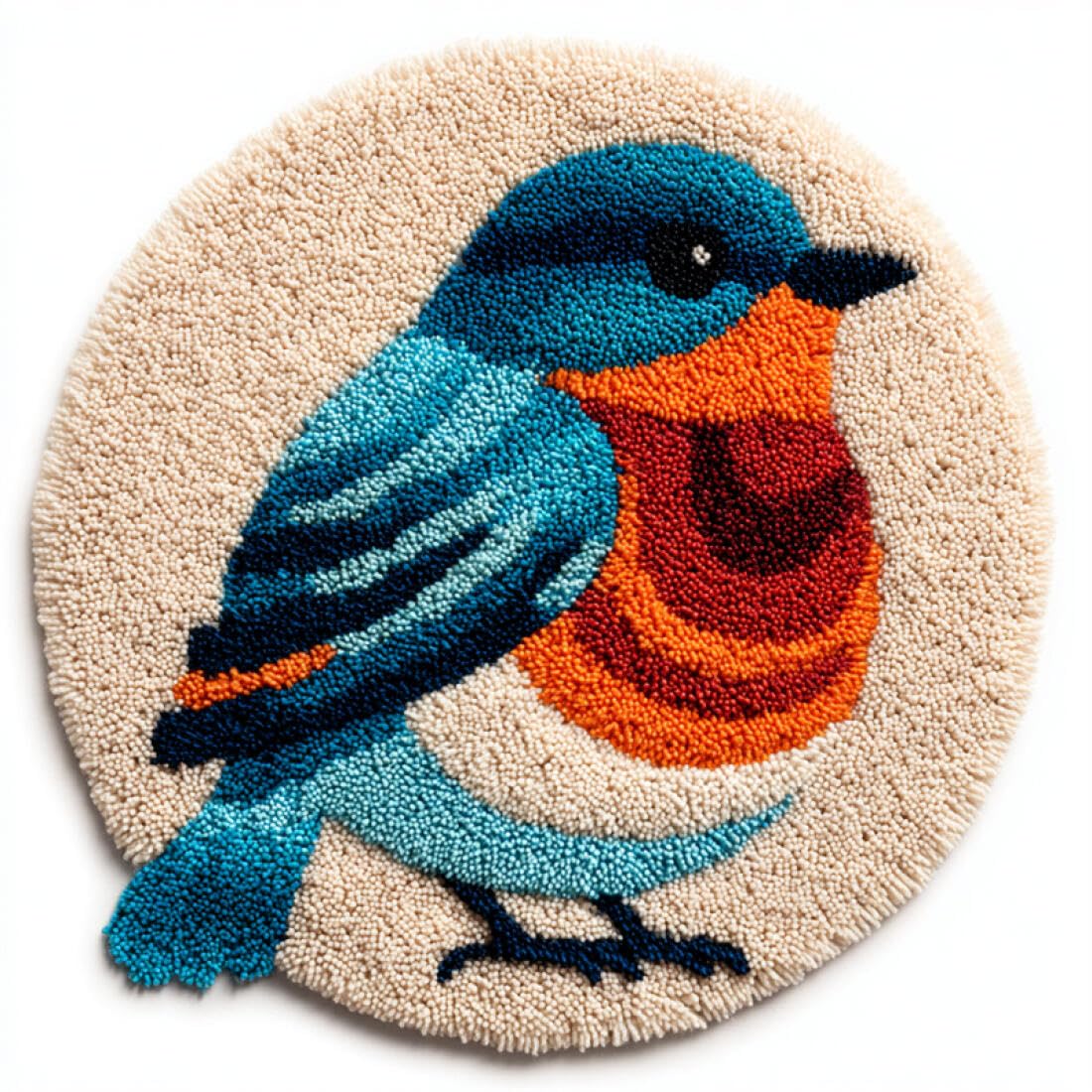 Rqwybcaxn H Diy Latc Hook Rug Kit For Adults Animal Embroidery Kit Cartoon Bird 50X50cm Round Tapestry Wit Crochet Ook Living Room Craft Gift
