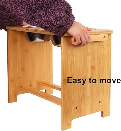 Miniatura 10 de HTB Cuencos elevados para perros, soporte elevado para perros con 2 cuencos de acero inoxidable, cuencos elevados para perros grandes, medianos y