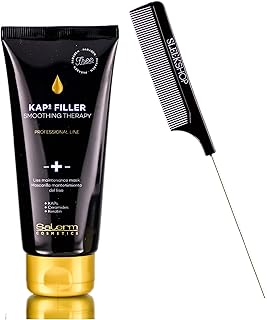 Salerm Cosmetics Kaps Filler Smoothing Therapy Liss Maintenance Mask, Conditioner, (w/ Sleekshop Comb) Kap + Ceramides + Keratin (6.6 ounce size)