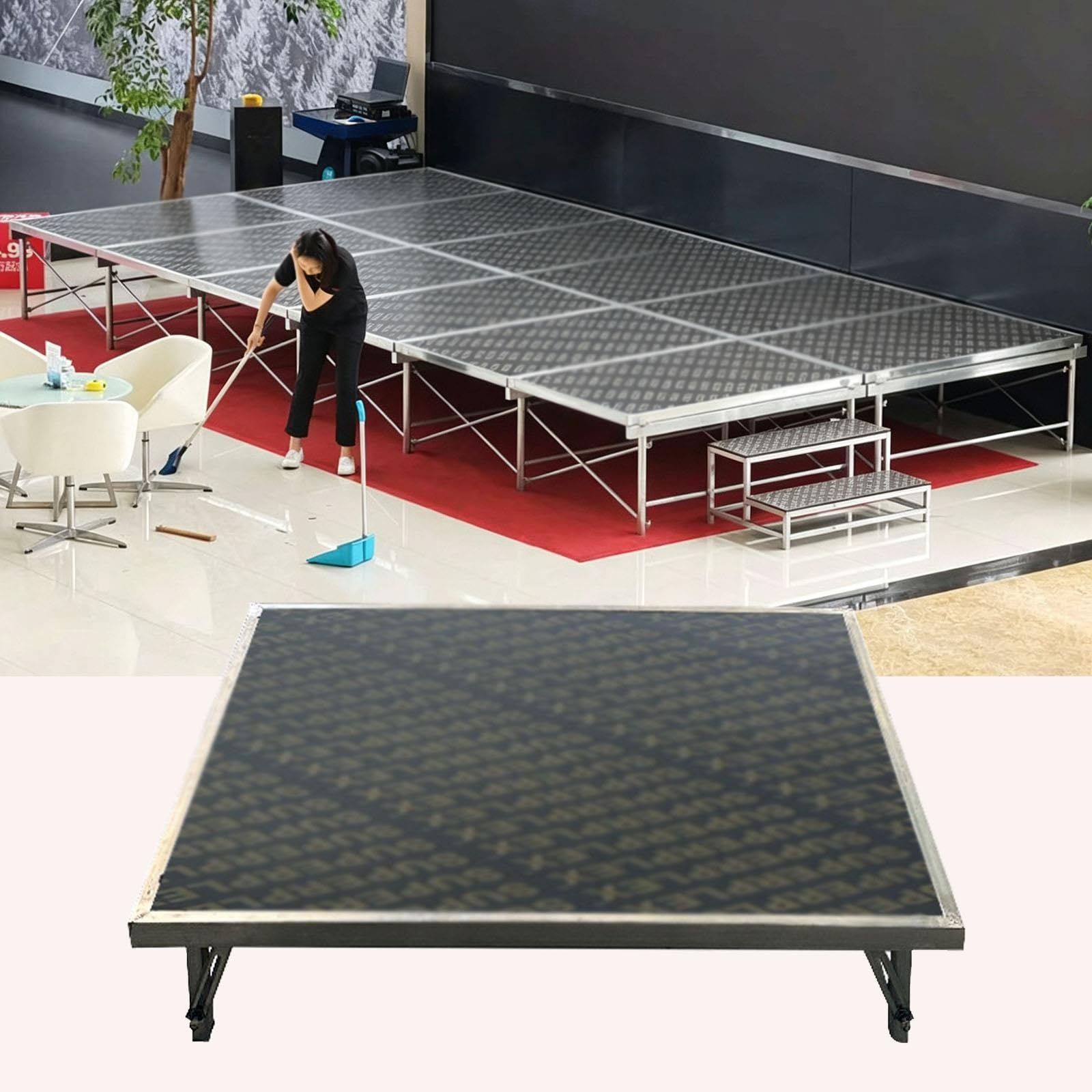 Plateformes de scène modulaires et portables 128 x 100 cm avec pieds