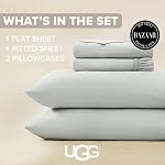 UGG Hedi Full Sheet Set 4-Piece Luxury Cooling Sheets Deep Pockets Premium Bedding with 2 Pillow Shams Hypoallergenic Machine Washable Soft Lightweight Bed Set for Bedroom, Full, Mineral Green