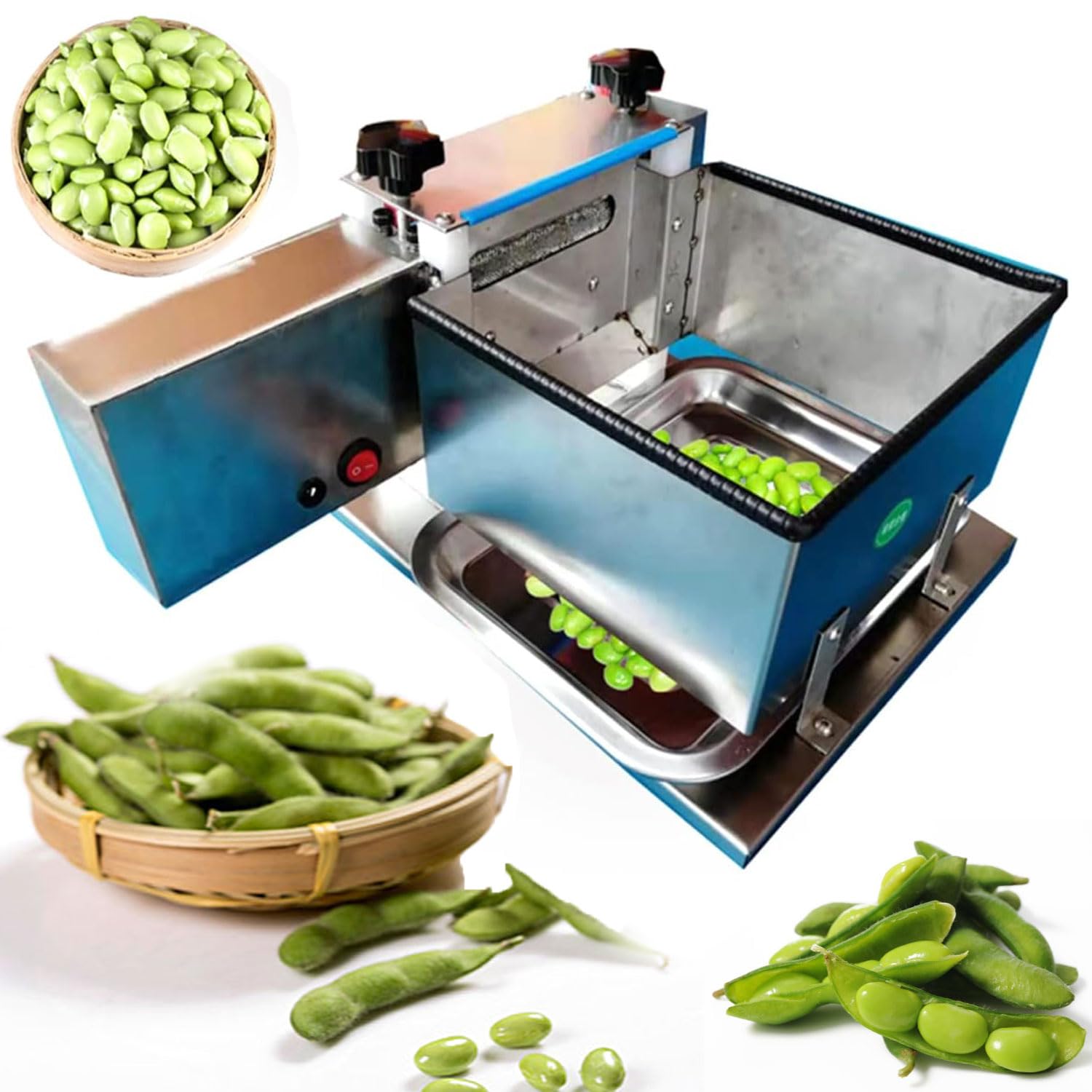Machine à éplucher les haricots réglable, machine à éplucher les haricots électriques en acier inoxydable 25 KG/H, éplucheur de haricots commercial, éplucheur de pois secs, pour restaurant, cantine