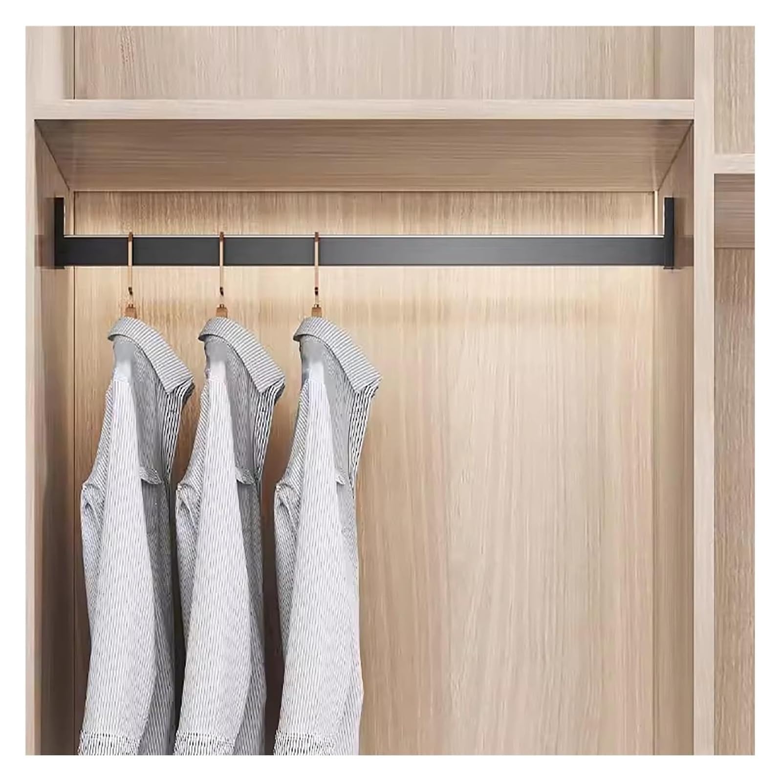 Wardrobe hanging rails, Wardrobe Pole Closet Rod Support Bracket Aluminum, Mute & Anti-Slip Hanging Clothes Bar(150cm/59in)