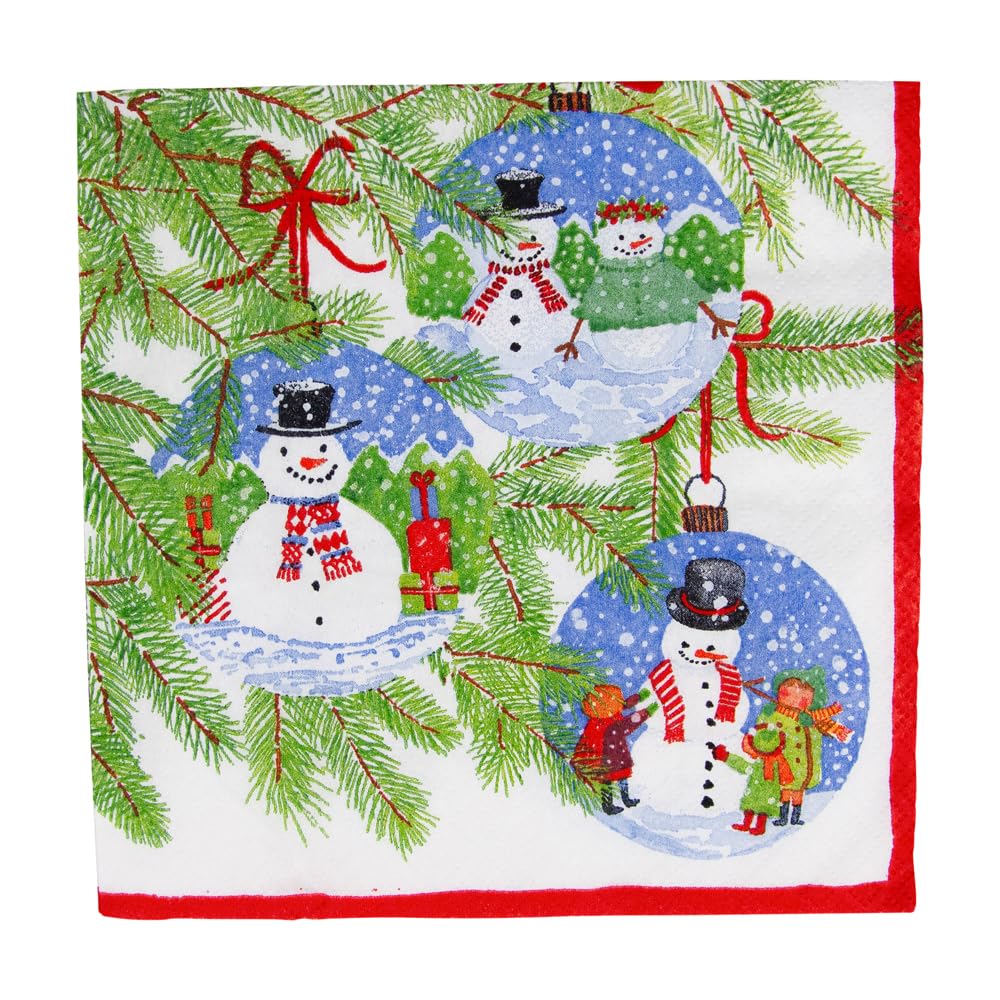 Servilletas Caspari muñeco de nieve navideñas para decoración de mesas de comedor de papel