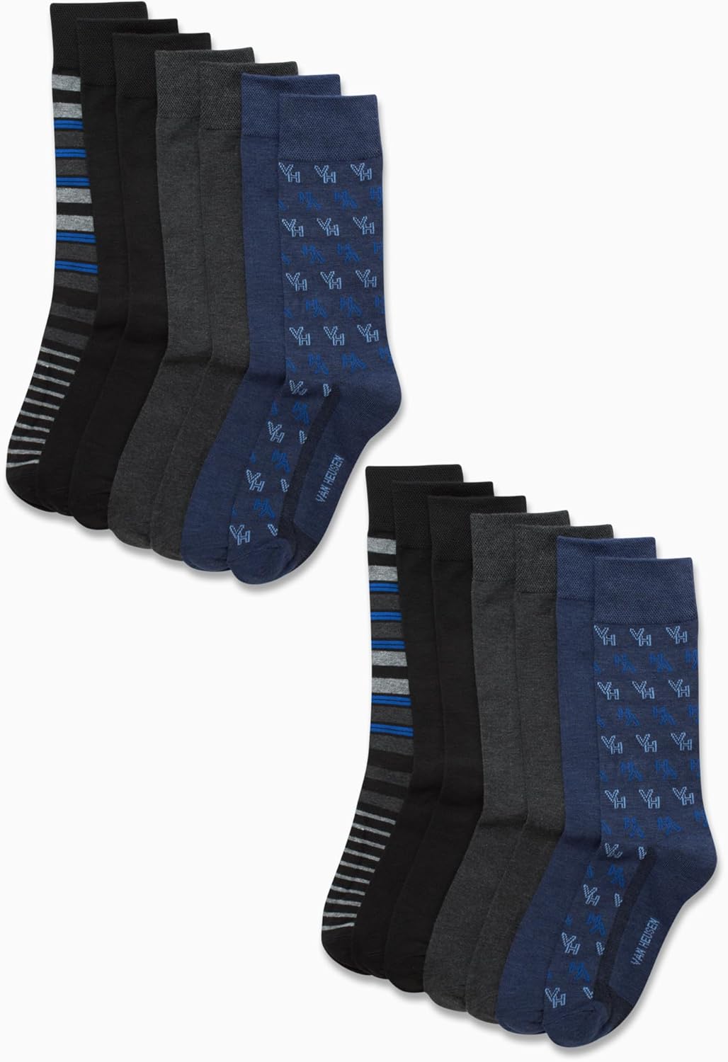 Van Heusen Mens Dress Socks - 14 Pack Soft Stretch Moisture Wicking Stay Up Casual Work Socks for Men (Sizes: 6-12.5) - Image 2