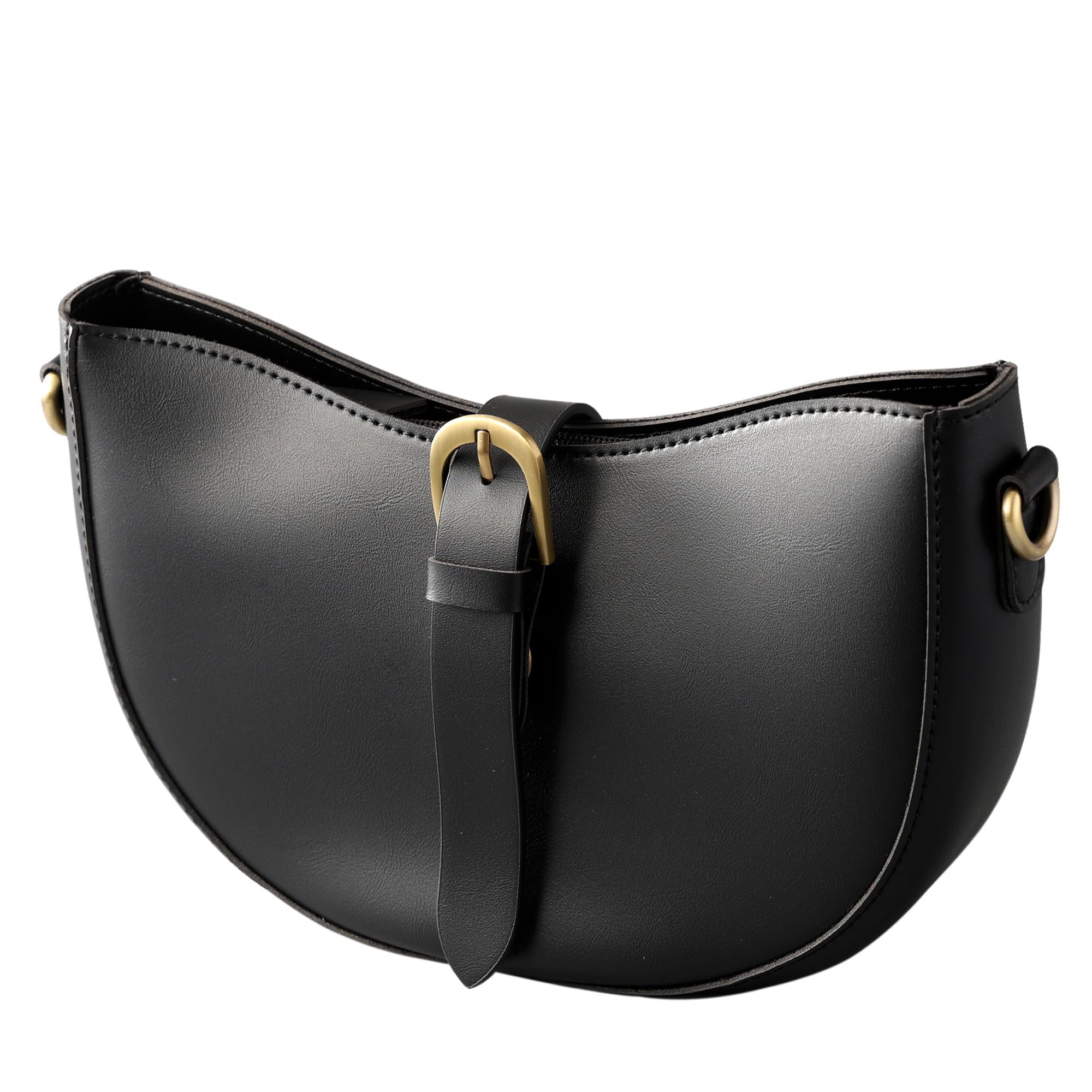SUNLIGHT LEAVES Vintage Vegan Leather Shoulder Crescent Bag Women Retro Lunar Purse Hobo Satchel Under Arm Purse Lady Handbag