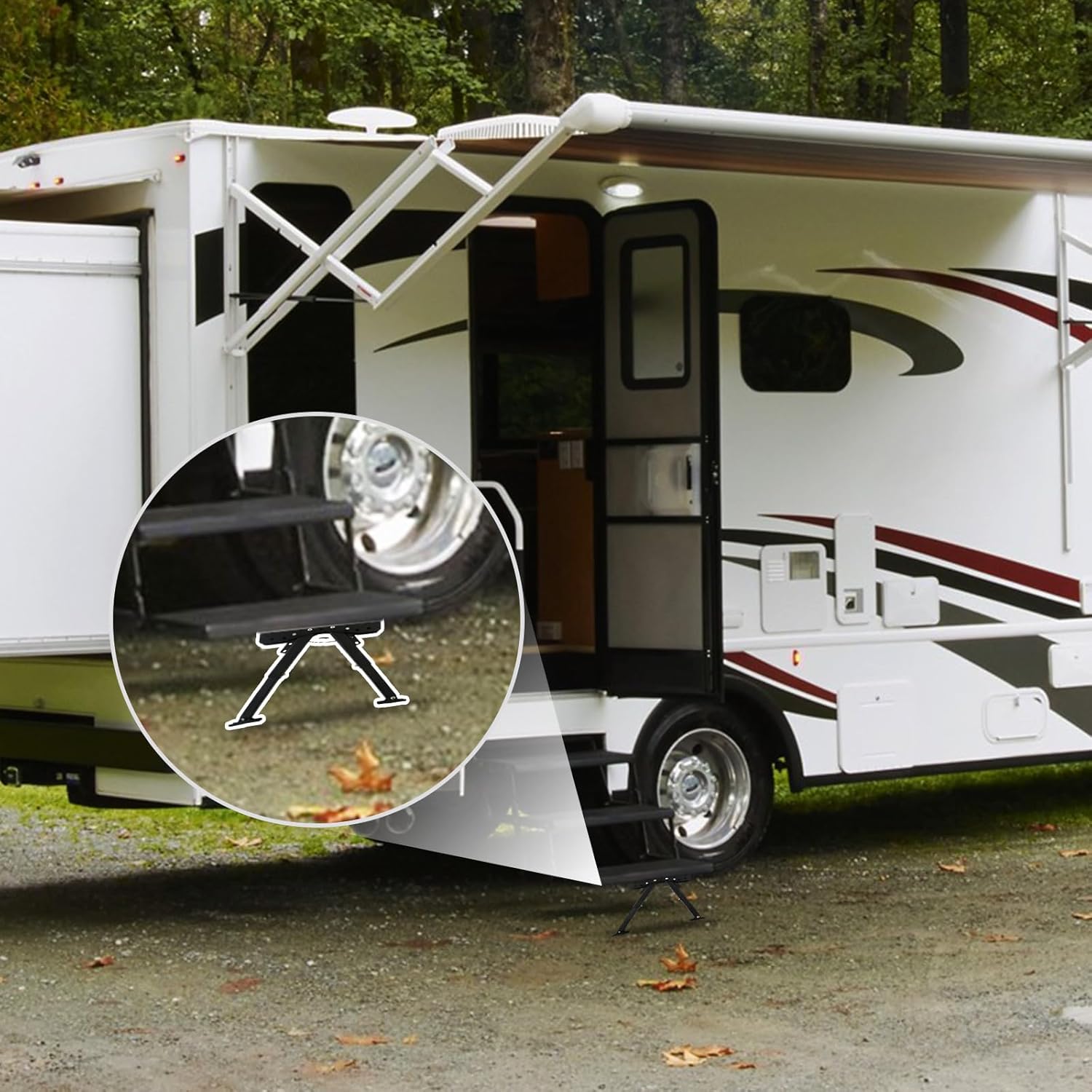 RV Step Stabilizer for Camper Steps RV Step Support stabilizer Stair stabilizer Accessories for Travel Trailers, Height Ranges from 2.8" to 11.4", 2 GEN