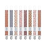 Rainbow Pacifier Clips, 8 Pack Binky Paci Holder Clips Fits for Most Pacifiers and Binkies 8PBM25-B