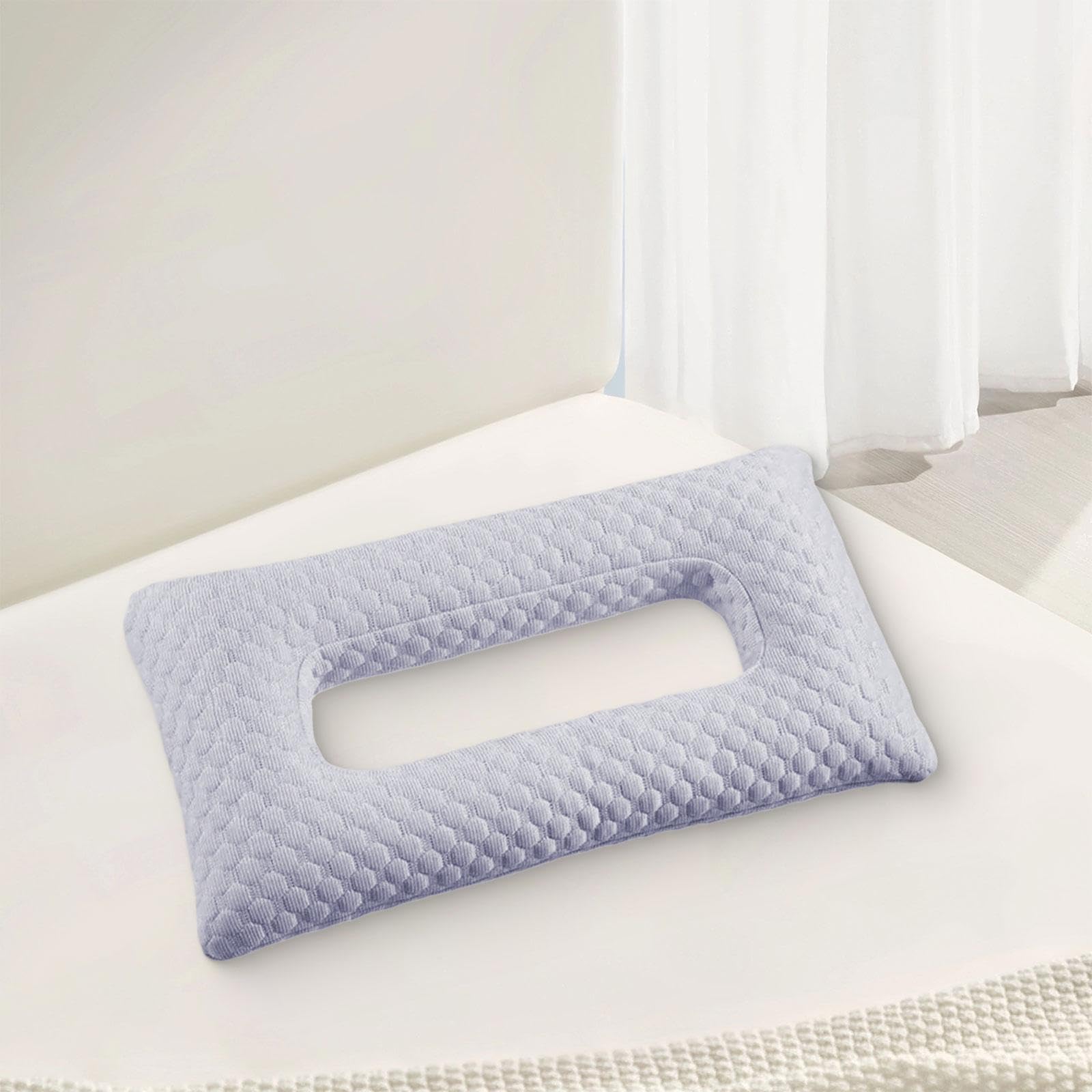 Ohrlochkissen Seitenschläfer, Piercing Kissen Ohr Memory Foam, Ergonomisches Seitenschläferkissen Weich für Ohrpiercing, Ohrenschutz, Kopfhörerträger Komfortable Entspannung, Grau