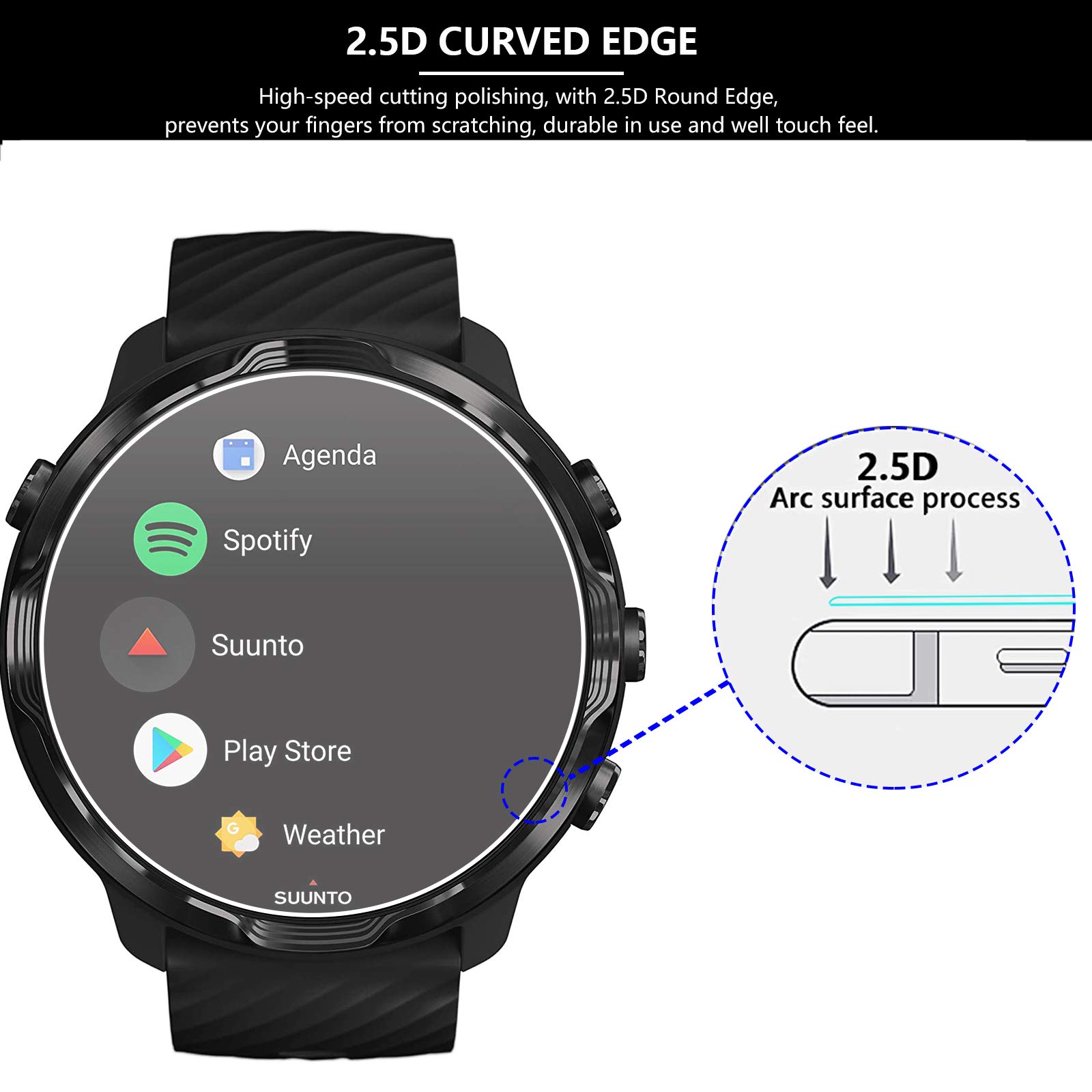 Pack 3 Films Verre Trempé 9H Pour Suunto Run - Protection écran Anti-rayures, 2.5D, Installation Facile