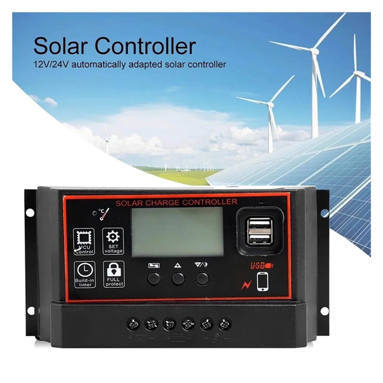 10/20/30/40/50/60/100A 12V/24V Regolatore Solare Display Digitale Schermo LCD Pannelli Solari Automatici Regolatore di Carica A Batteria(30A)
