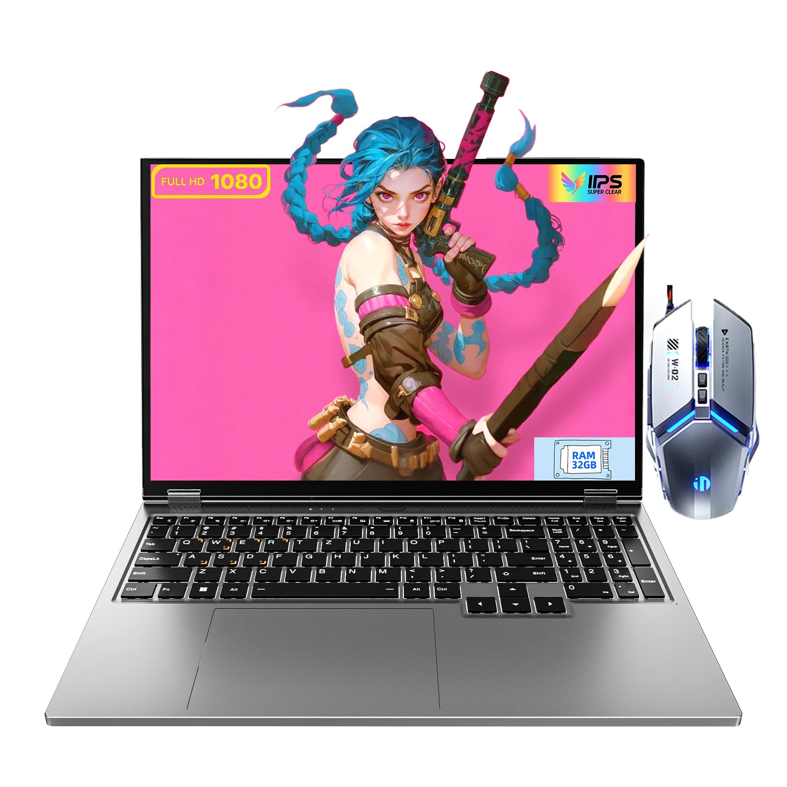 TOPGRO S1 16" Portátil Gaming con Procesador Core i7-8750H, hasta 4,0 GHz/Tarjeta Gráfica GTX 1050/WiFi 5, Ratón Gaming Incluido, 32 GB de Memoria DDR4/SSD de 1 TB/Windows 11 Pro/Cámara Web integrada