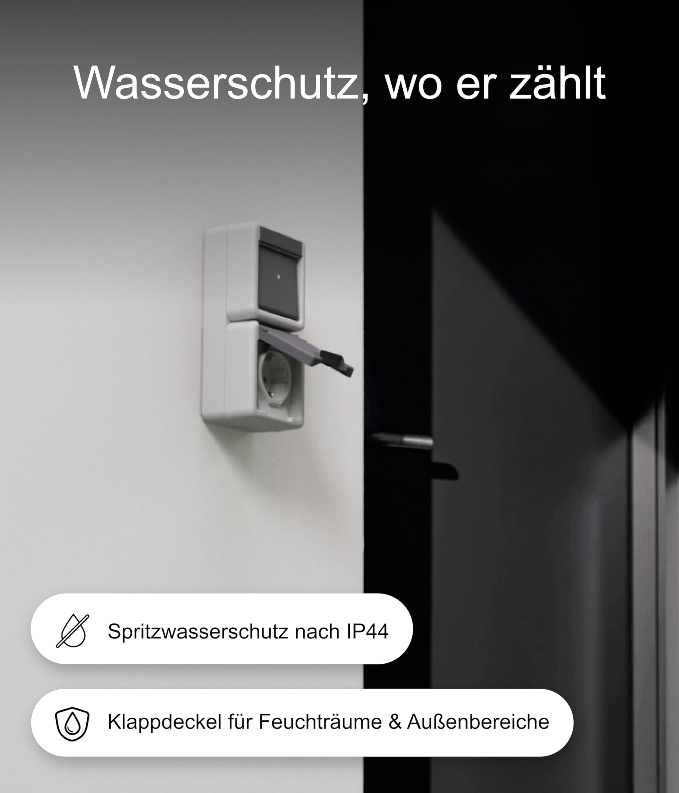 Gira Kombischalter 417630 Aufputz Grau I Kombination Aus/Wechsel + SCHUKO Steckdose senkrecht mit Klappdeckel I Wassergeschützt IP44 I Thermoplast bruchsicher