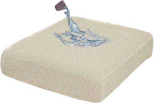 SIELUNO Fundas de cojín elásticas de tela jacquard para sofá, fundas protectoras para silla, sofá biplaza individual, 1 asiento, color natural, 1
