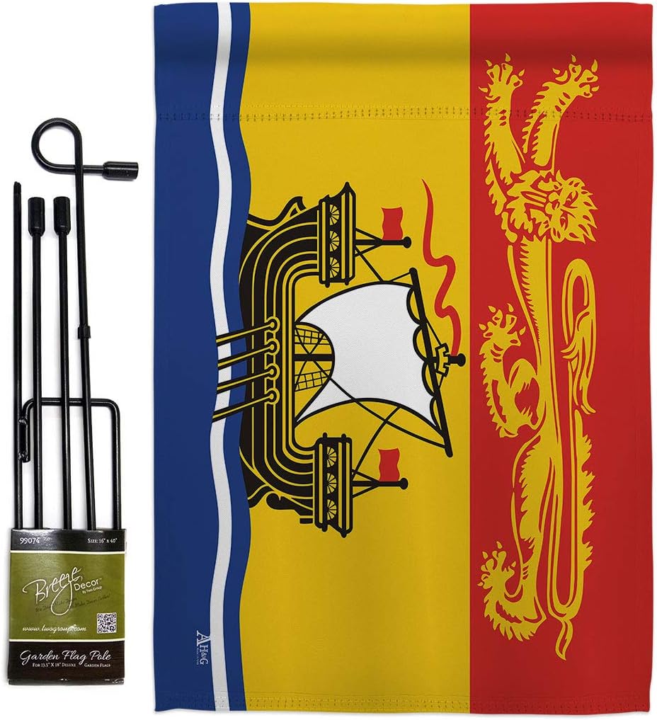 New Brunswick Garden Flag Set Wall Hanger Regional Canada Provinces Canadian Territories Region Country Particular Area Small Decorative Gift Yard House Banner Double-Sided Made In USA 13 X 18.5