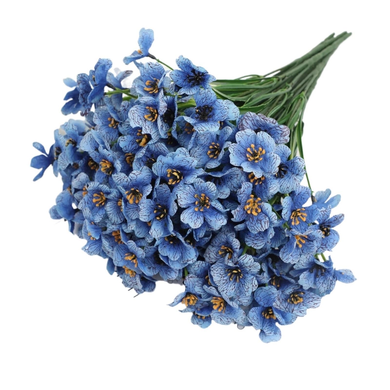 Yeobezn Artificial Buttercup Flowers 12PCS Artificial Flowers Flowers Faux Fake For Outdoor Porch Yard Garden Home Decor(Blue)