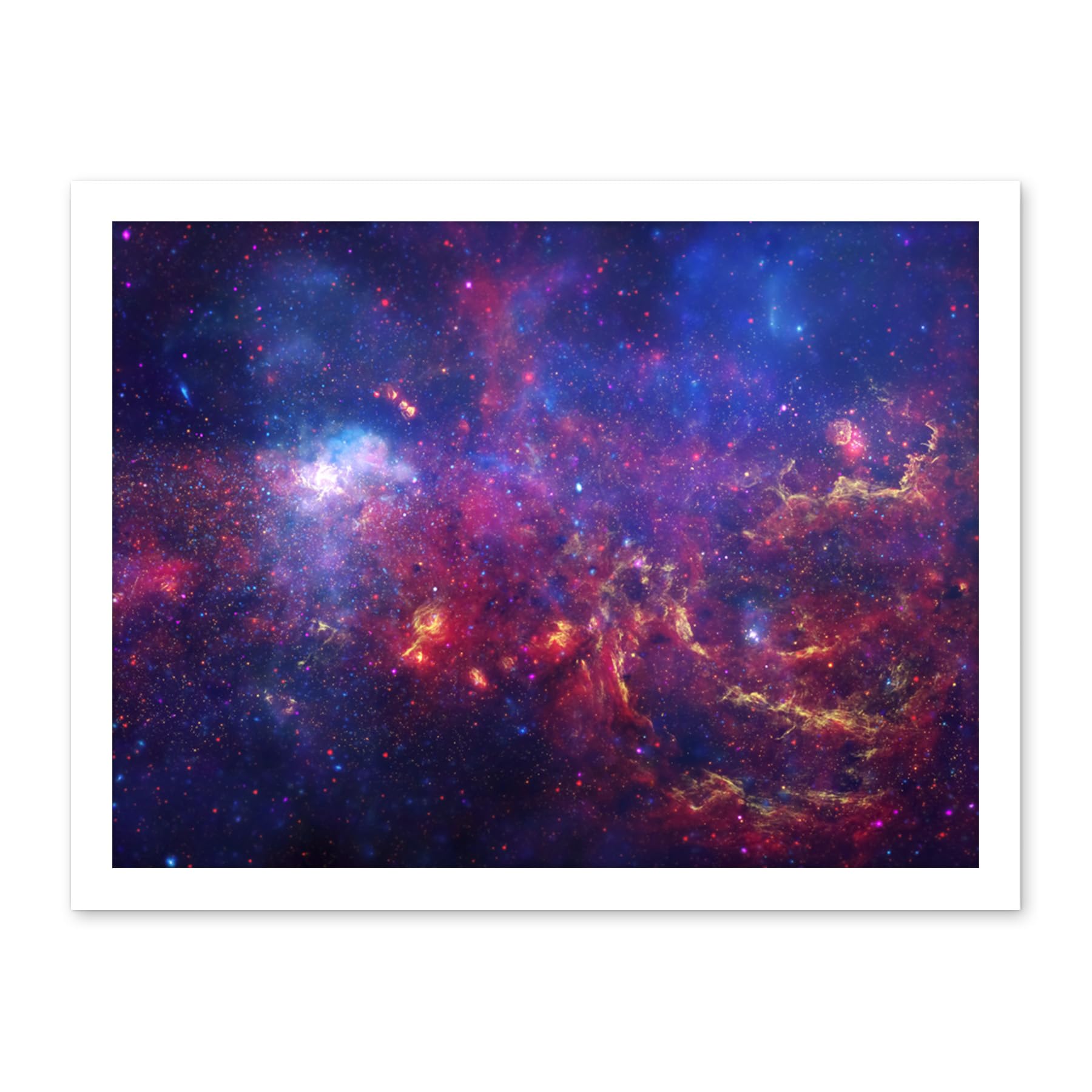 Artery8 Hubble Space Telescope Image The Great Observatories Examine The Galactic Center Region Of Milky Way Galaxy Chandra Observatory Spitzer Observatory Artwork Framed Wall Art Print 18X24 Inch