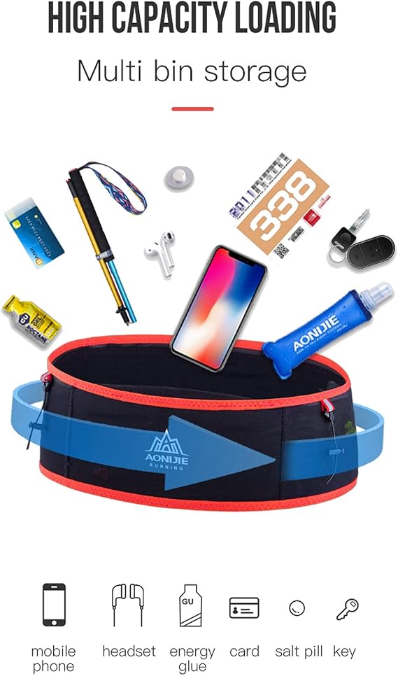 AONIJIE Hydration Belt Running Fanny Pack, with 250ml Soft Water Bottle Flask Phone Holder for Trailing Running Climbing Jogging Cycling Workout Fitness 3 Colors (Black, S/M)