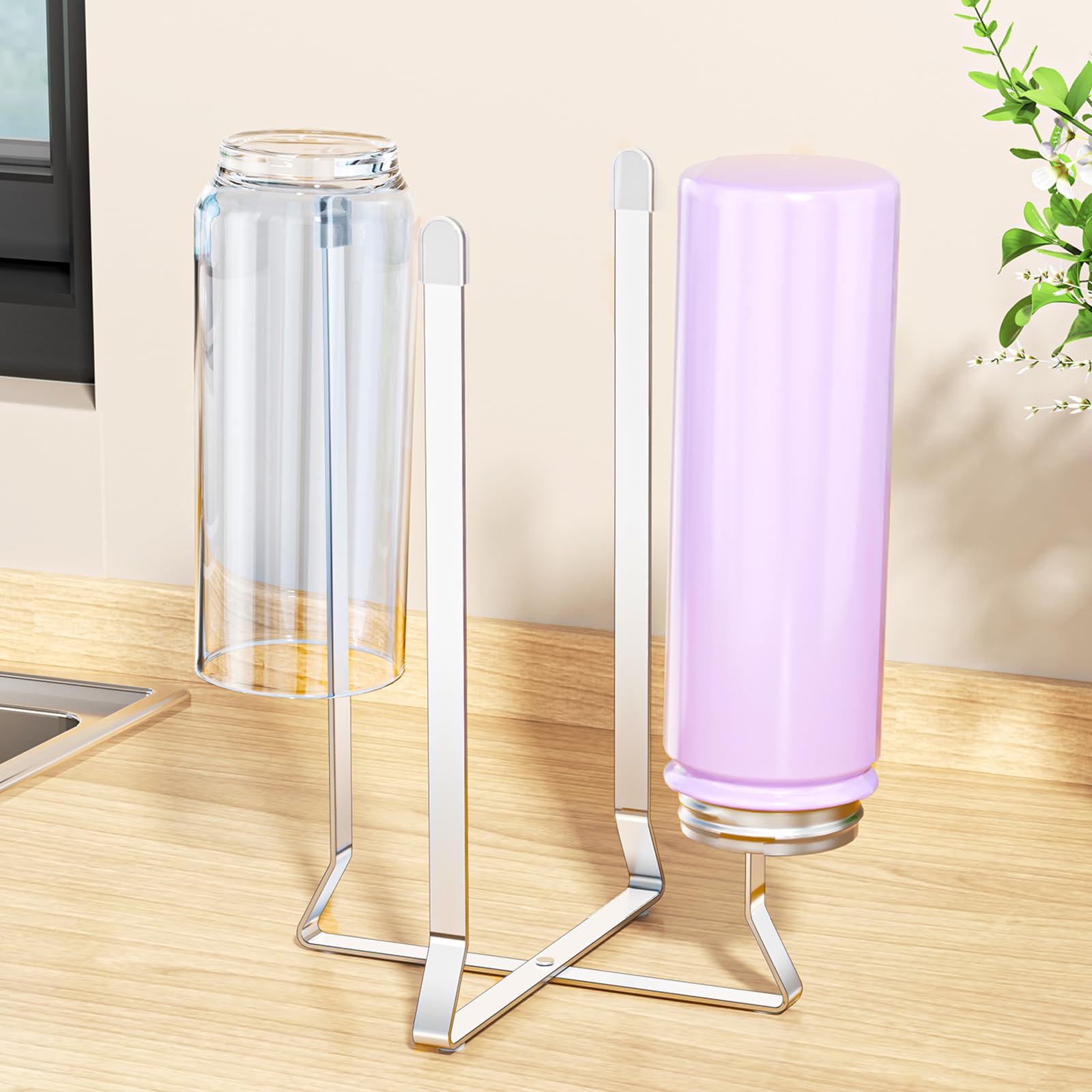 LOXSUN Water Bottle Drying Rack, Baby Bottle Drainer Rack, Stainless Steel Bottles Drying Rack, Collapsible Cup Dryer Rack