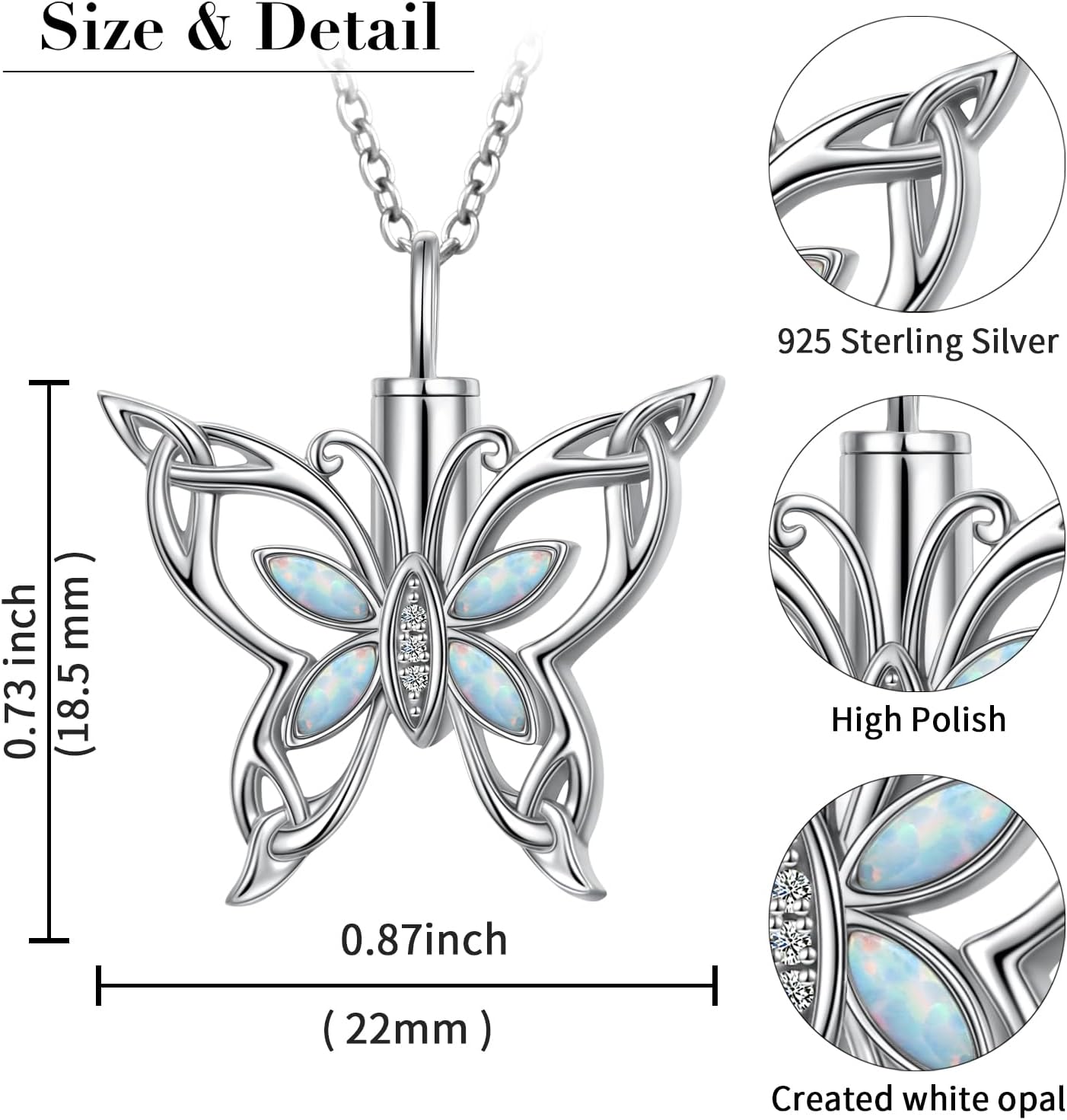 925 Sterling Silver Celtic Urn Necklaces For Women Butterfly/Tree of Life/Angel Wings/Irish Claddagh/Guitar Ashes Memorial for Loss Keepsake Necklaces Jewelry Present Easter Day of the Dead - Image 5