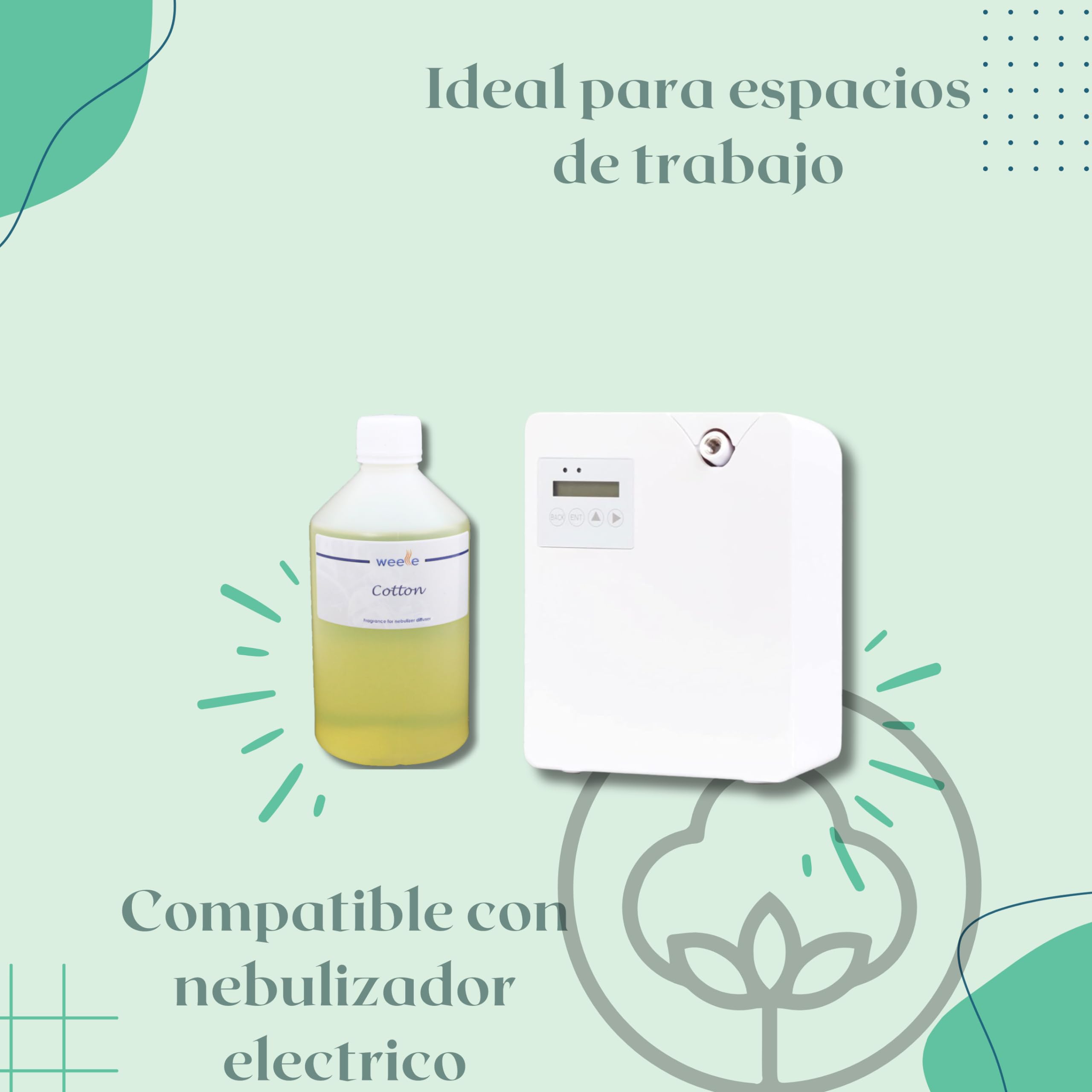 Recarga Ambientador Cotton para Difusores de nebulización profesionales Weele Aroma Cotton, 500 ml perfume para hogar
