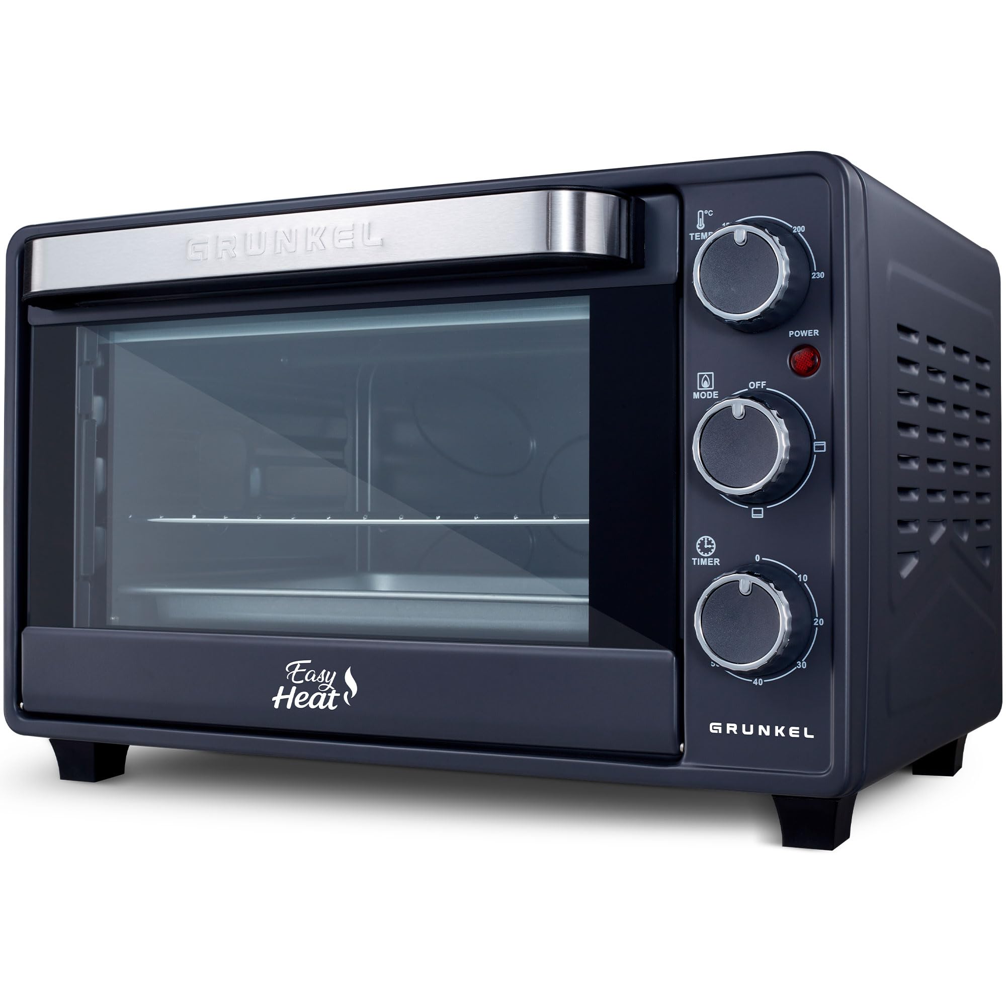 Grunkel Forno elettrico multifunzione da tavolo da 23 l, con 3 funzioni di calore e selettore di temperatura fino a 230 °C. Timer fino a 60 minuti - 1600 W