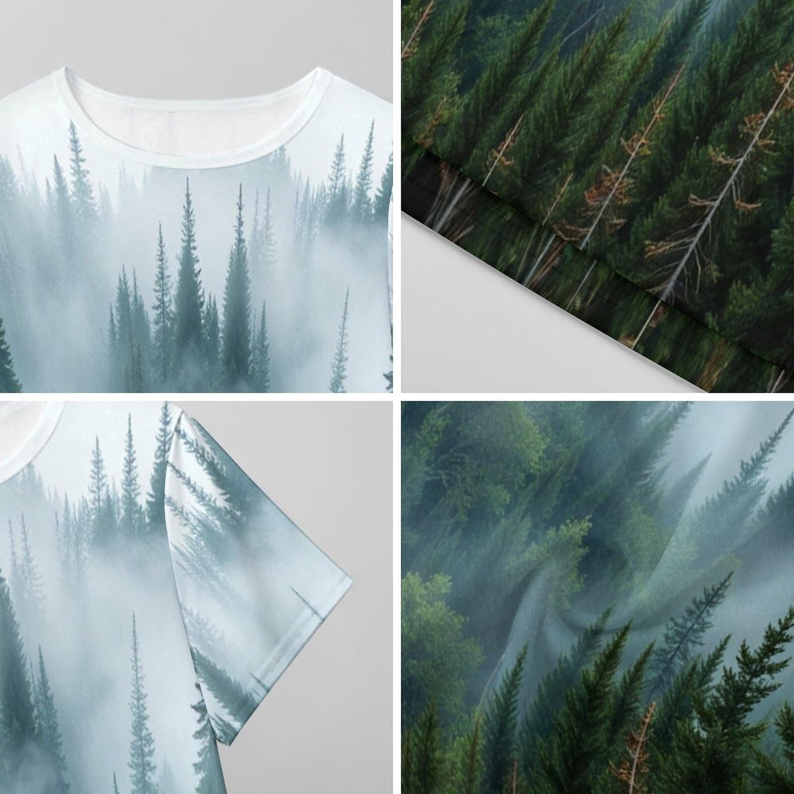 Camisones De Mujer - Bosque Verde Camisón De Manga Corta para Estar En Casa Tallas S-3Xl Holgado Largo Suave para El Verano.