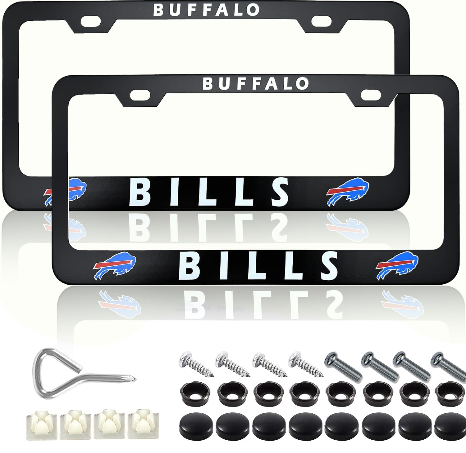 2Pcs Premium Black Aluminum Alloy License Plate Frame for Bills 4 Screw Tag Holder?12" x 6" Laser Cut Aluminum Alloy Frame - Car/Truck/SUV Automobile Accessory (NF1-5)