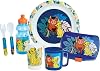 Le Roi Lion Children's Crockery Set with 1 x 220 ml Glass, 1 Plate Diameter 22 cm, 1 Mug 350 ml, 1 x 350 ml Bottle, 1 Snack Box and 2 Cutlery H.13.5 cm – Reusable Tableware