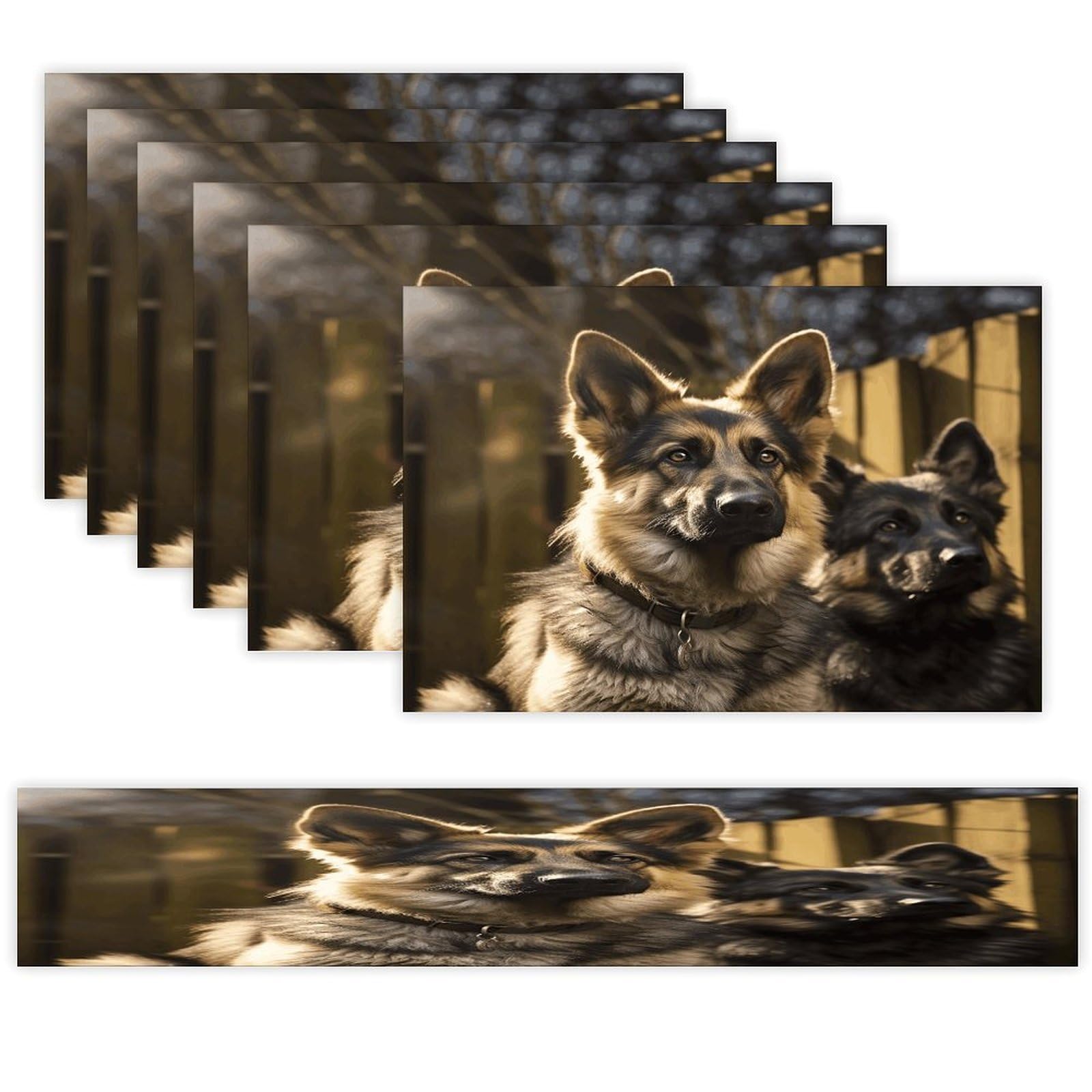 German Shepherd Table Runner and Placemats of 6 Washable Heat Resistant Place Mats with Table Runner Vintage Holiday Table Mat Set for Holiday Party Kitchen Dining Deco