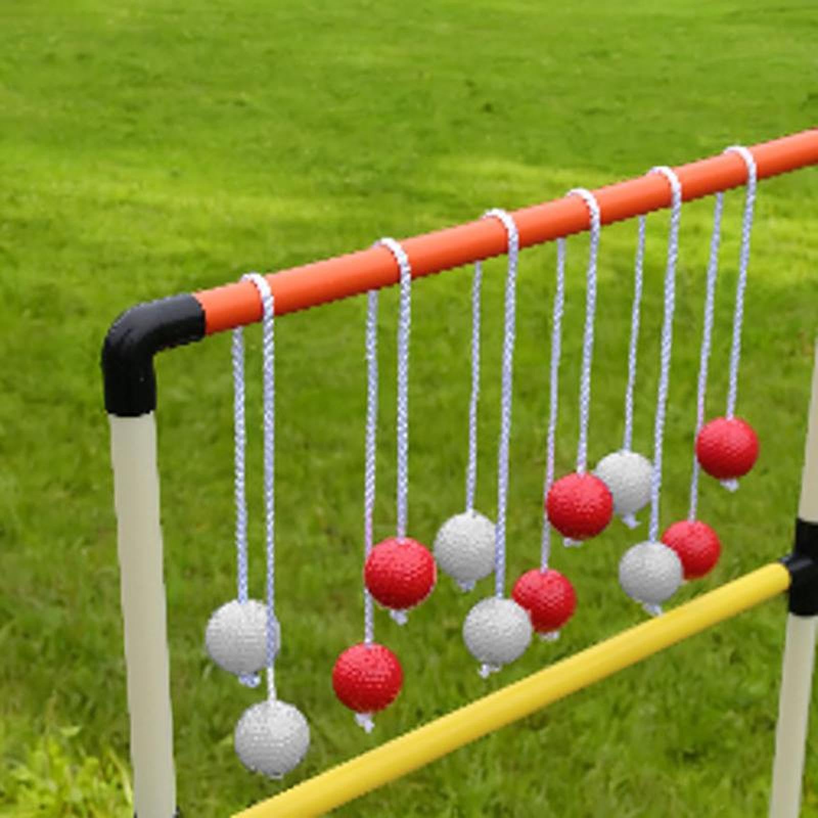 Menolana 6X Ladder Balls Diameter 42mm Easy to Use Practical Outdoor Lawn Yard Backyard Game, 3 Red and 3 White