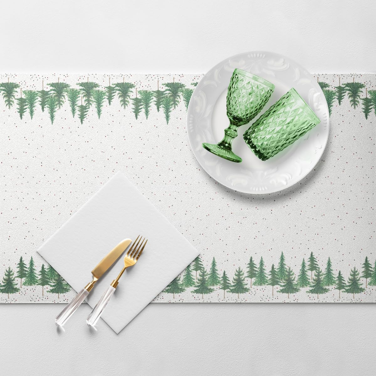 PAW – bieżnik na stół z Airlaid (40 cm x 24 m) I dekoracja stołu na stół bożonarodzeniowy, święta Bożego Narodzenia, elegancka dekoracja stołu, choinki, las, las iglasty