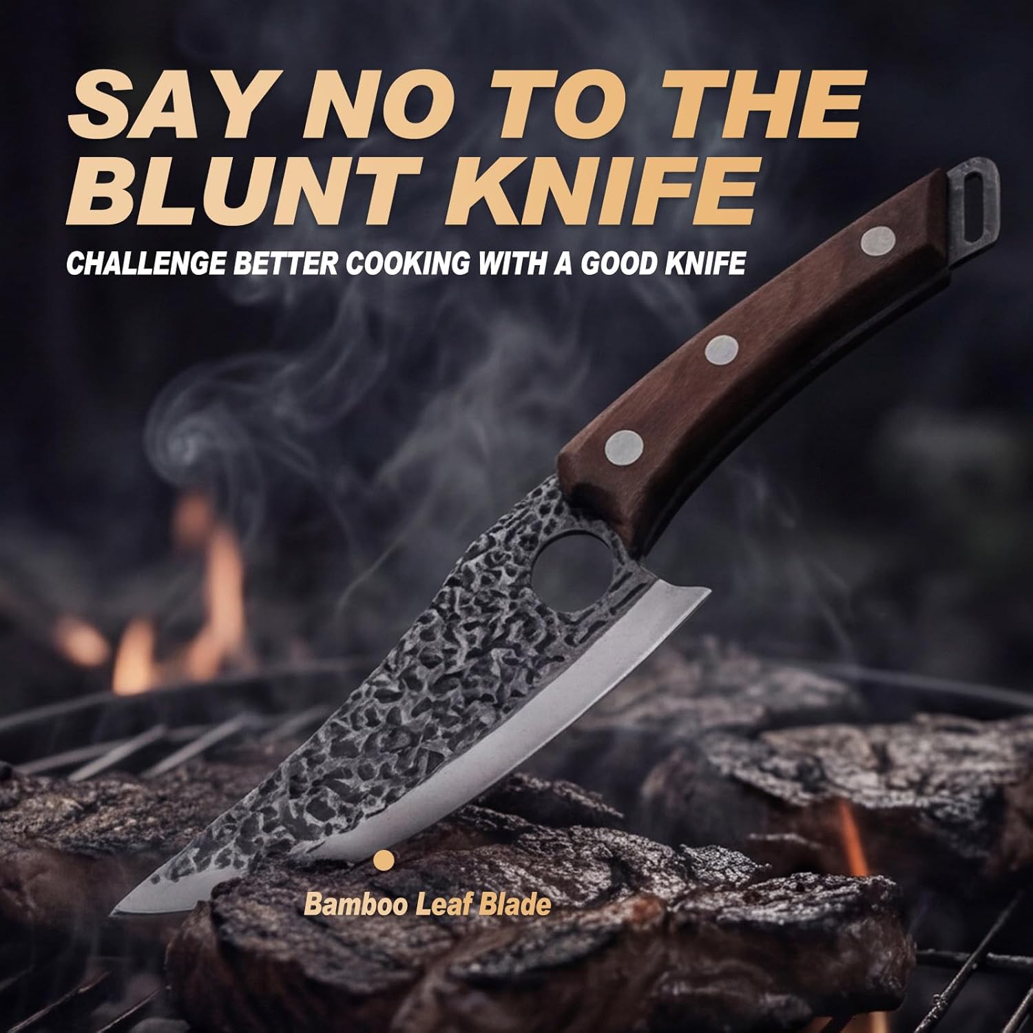 Viking Knife, Butcher Knife Hand Forged Boning Knives, Japanese Paring knives Kitchen Chopping for Meat Cutting Chefs Cleaver Camping Cooking, BBQ, Gifts for Men