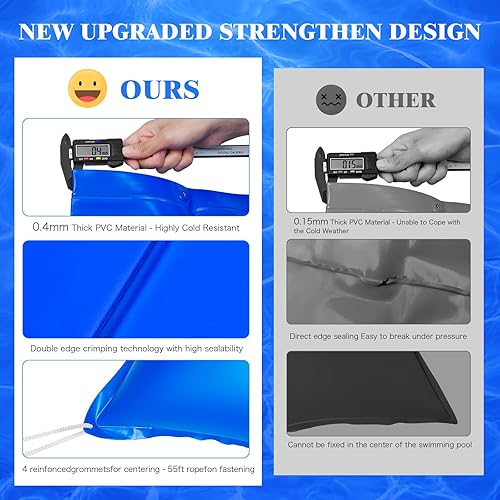 Miniatura 6 de Almohadas de aire de piscina de 4 x 4 pies para piscinas sobre el suelo, almohada de aire gruesa resistente al frío, almohadas de cierre de invierno