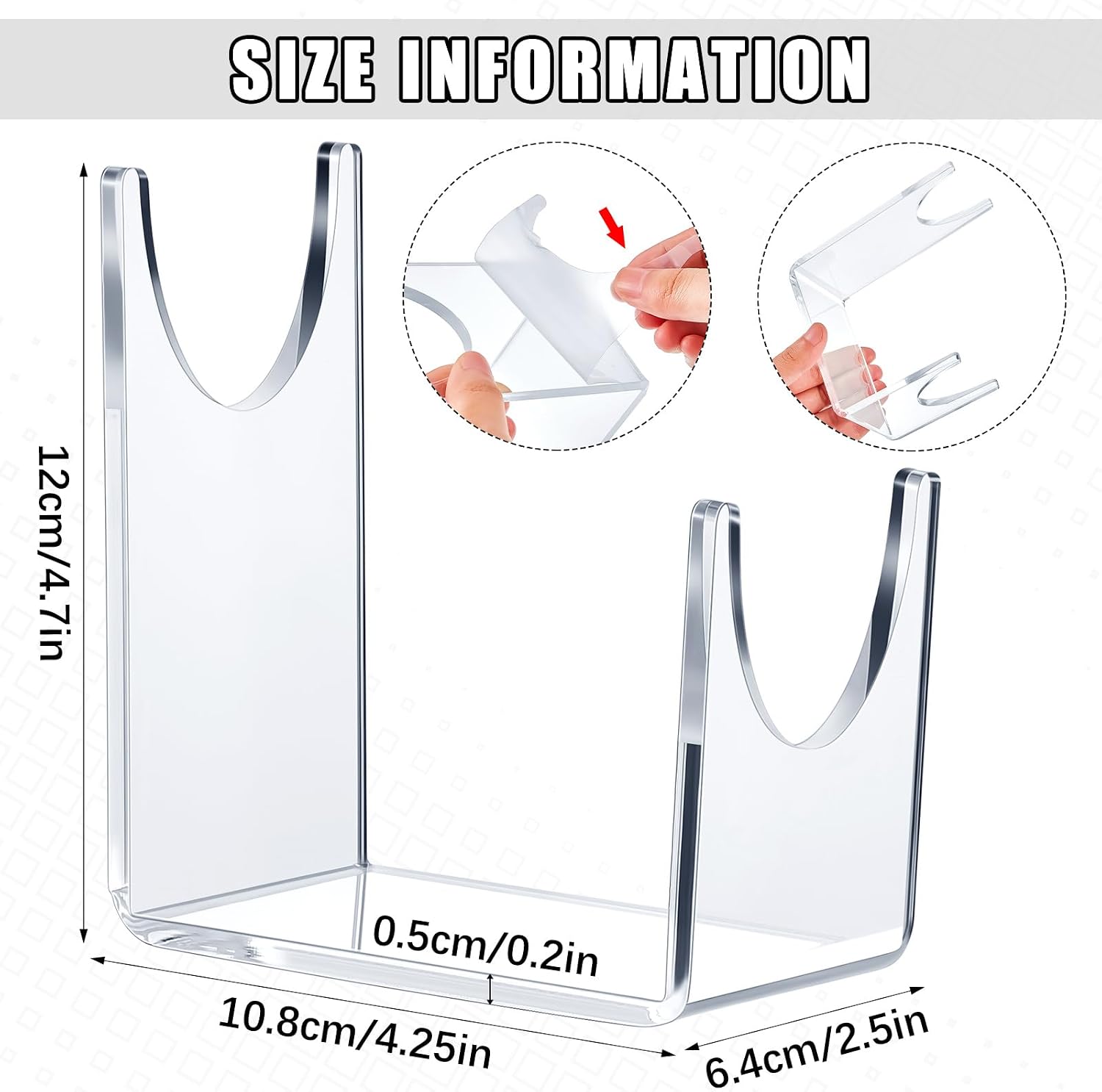 Taiyin 2 Pieces Acrylic Stand for Shofar, Clear Shofar Stand, Sword Holder, Sturdy Horn Holder for Oryx, Kudu, Yemenite Swords, Christmas Home Office Decor, 4.25 x 2.52 x 4.72 Inches
