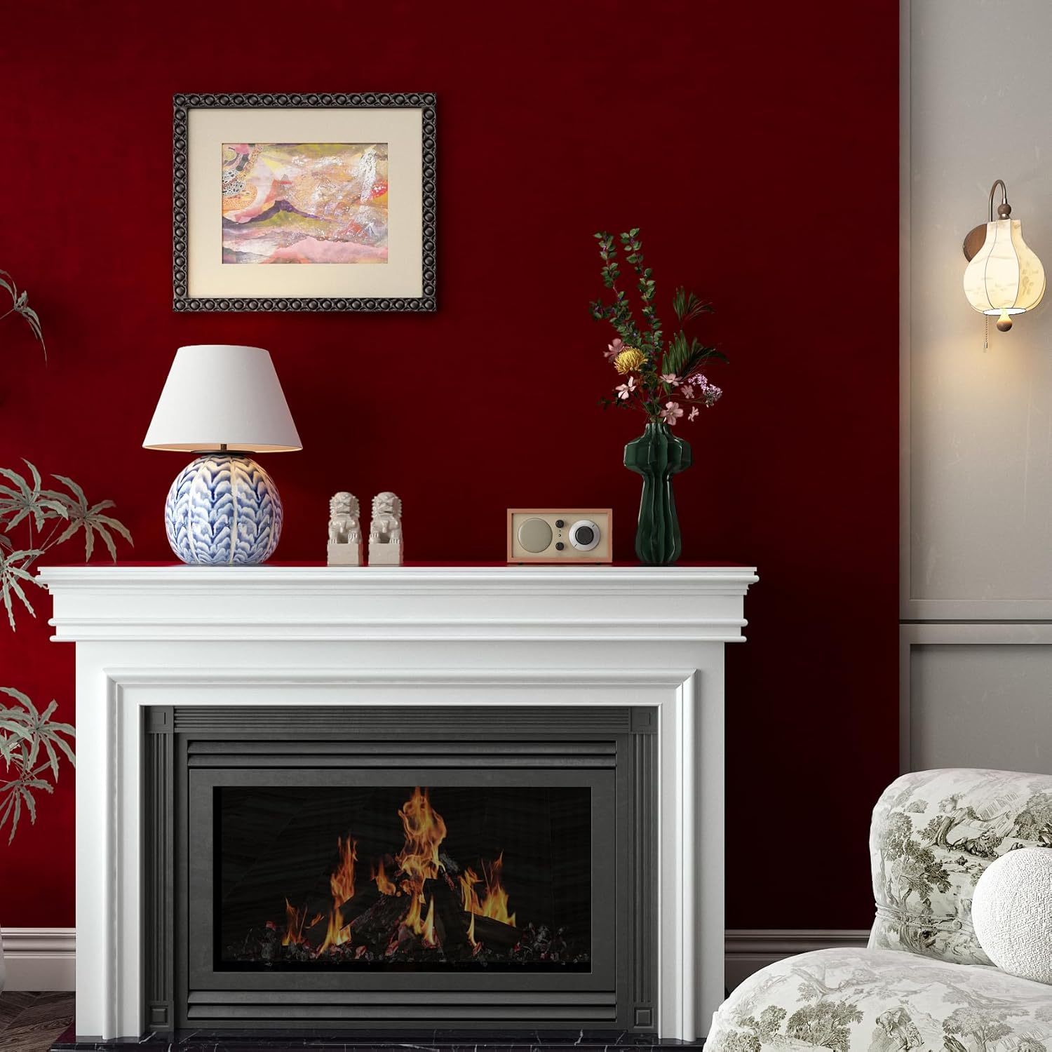 Stickyart Self Adhesive Dark Red Felt Wallpaper Peel and Stick Vintage Velvet Contact Paper Removable Burgundy Soft Velvet Fabric Wallpaper Textured Felt Paper for Dresser Accent Wall Decor 24"x160"