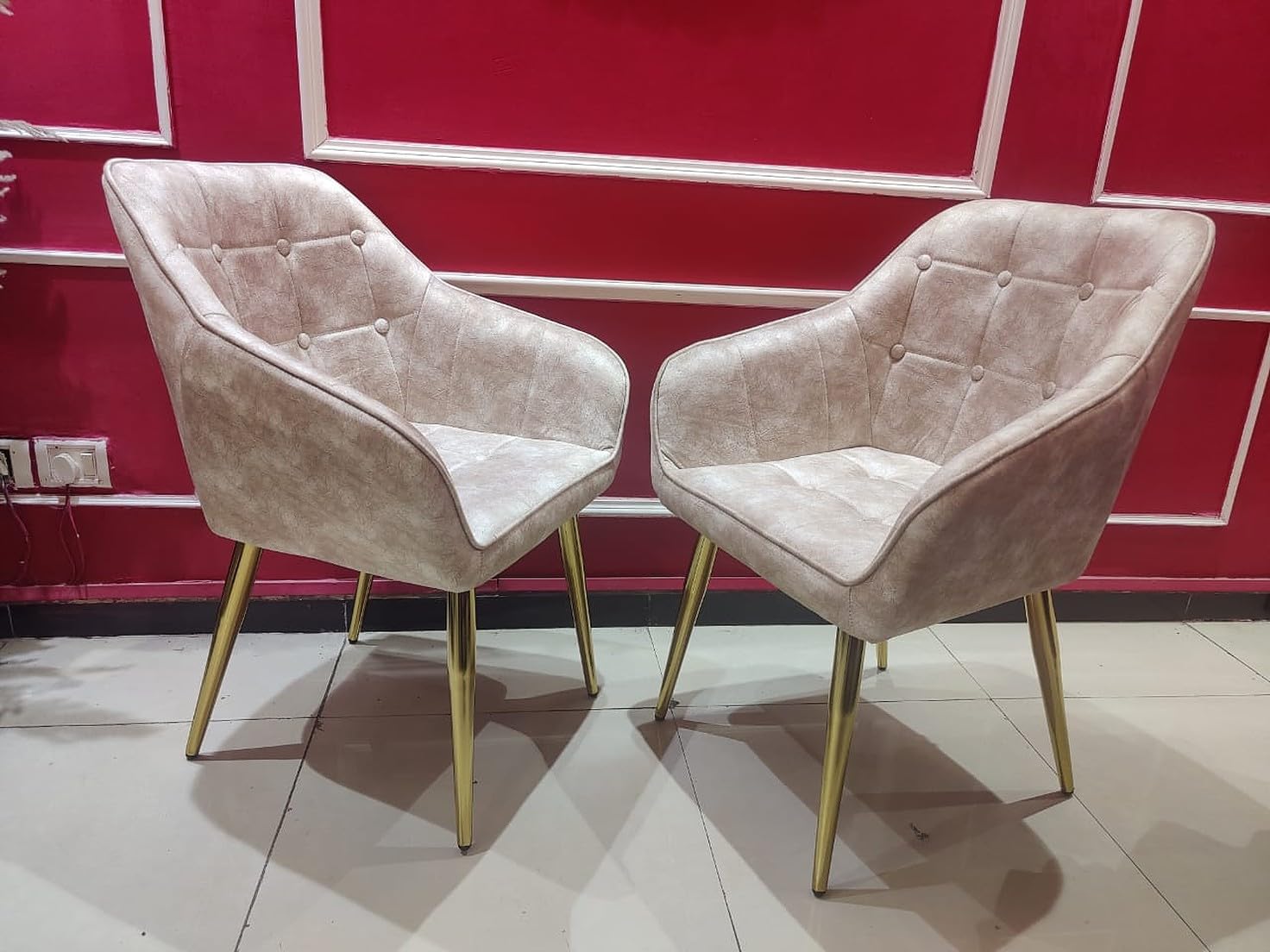 Pair of 2 Stylish, Modern, Elegant & Comfortable Velvet Arms Chairs for Dinning Living Hotel Cafe (2 Chairs) (Brown Tufted)