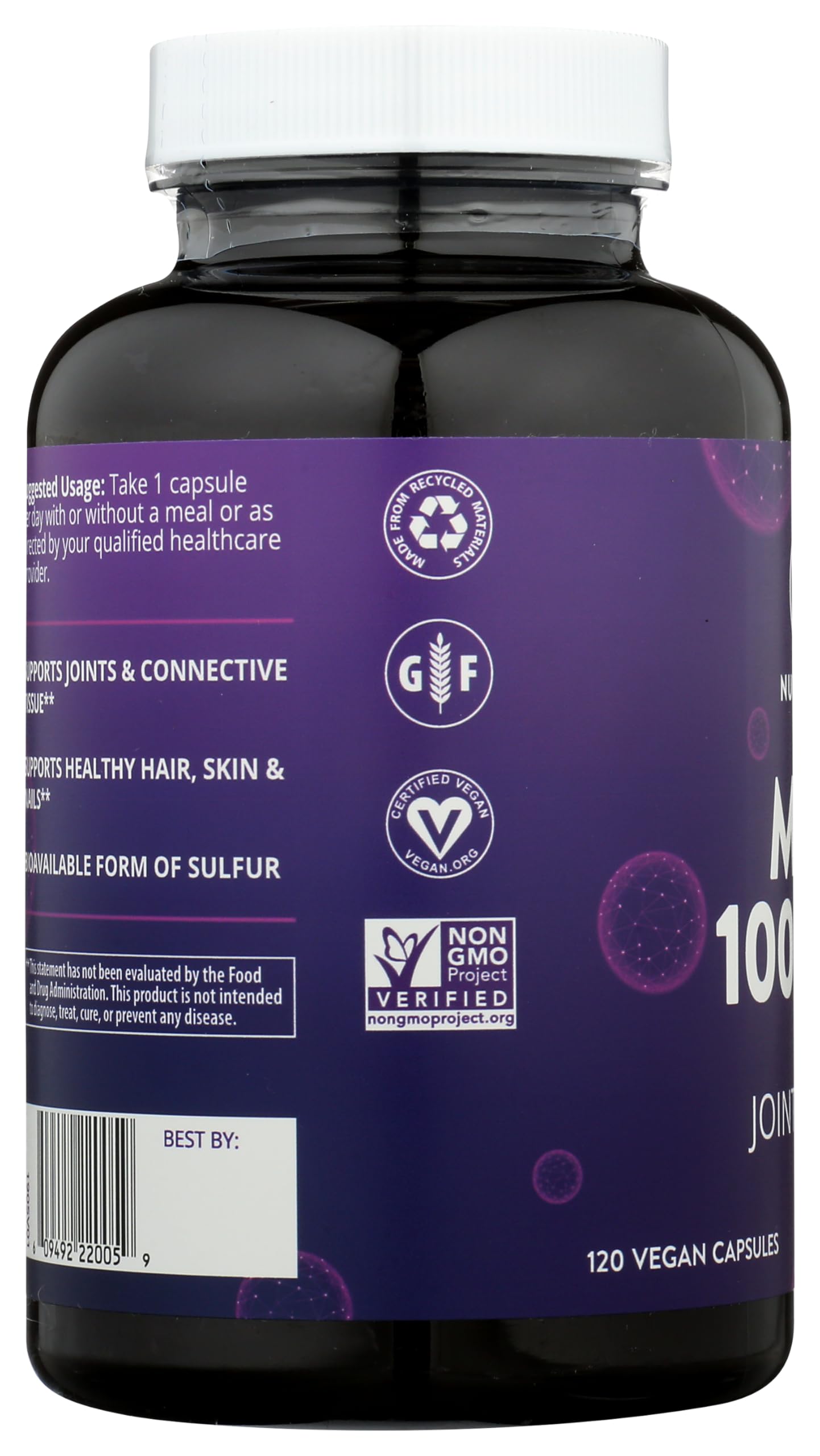 MRM Nutrition MSM 1000mg - for Women & Men, Vegan - 120 Servings — Amazon image 4