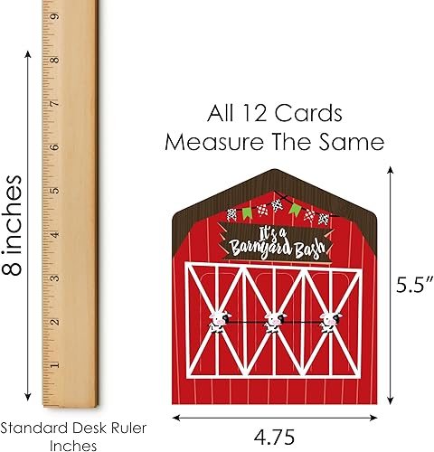 Miniatura 5 de Big Dot of Happiness Farm Animals - Juego de 12 tarjetas de encurtidos para baby shower o fiesta de cumpleaños, pestañas de tracción 3 en una fila