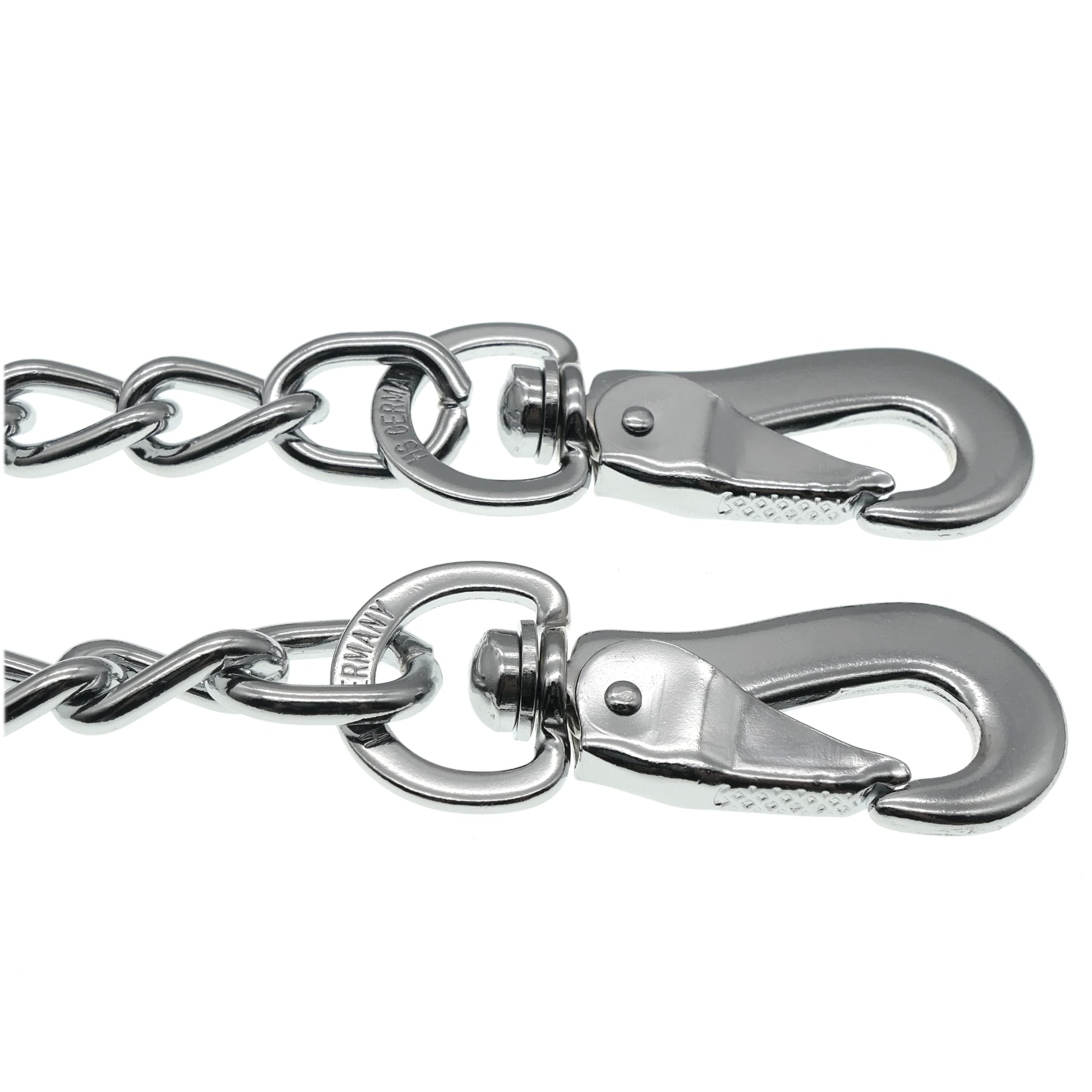 Herm Sprenger Cadena acopladora de dos correas de perro de acero cromado de 4 mm con gancho giratorio para perros medianos y grandes, sin enredos, accesorio de correa doble resistente fabricado en