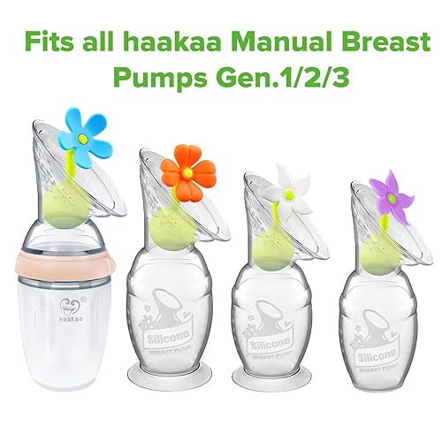 Miniatura 9 de haakaa Tapón para extractor de leche manual de silicona 100 silicona de grado alimenticio sin BPA PVC y ftalatos 1 unidad color azul