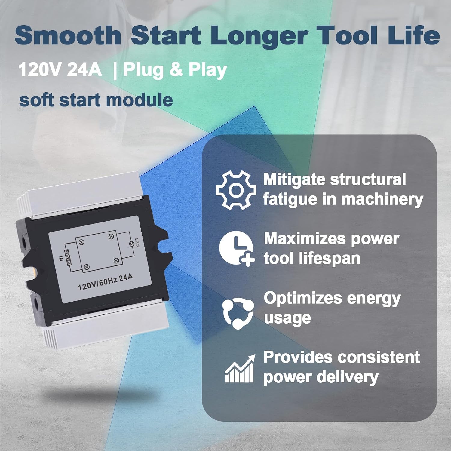 120V 24A Soft Start Module, with Aluminum Block, Soft Start Relay | Smooth Start-Up, Soft Start Relay, Power Tool Accessory. for Table Saws, Angle Grinders, Cut-Off Machines
