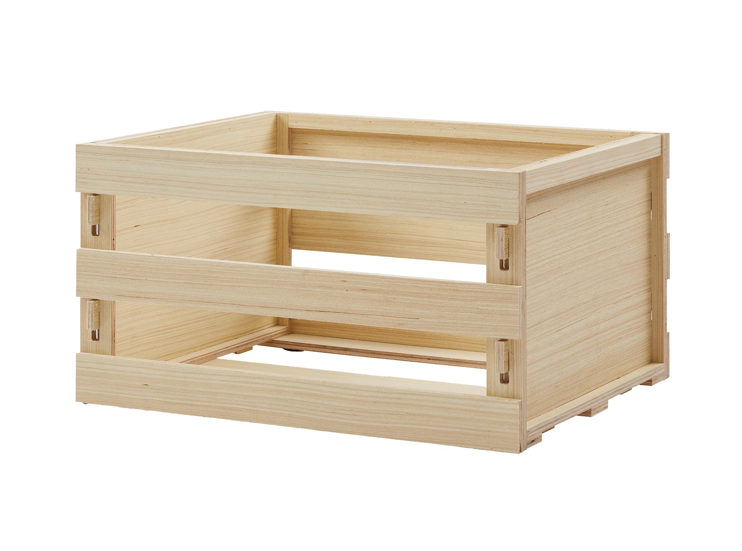 Crosley AC1050A-BB - Caja de almacenamiento de discos de vinilo de madera para hasta 75 álbumes, organizador portátil con asas, color natural
