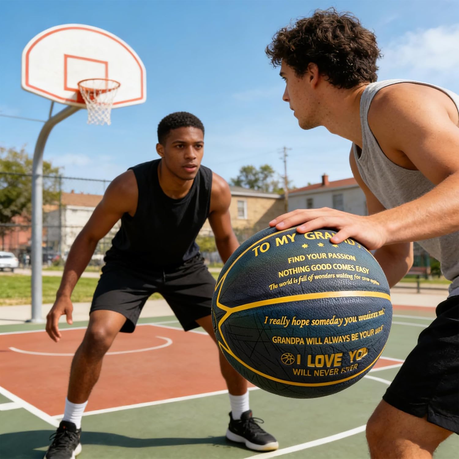 Engraved Basketball for Son Grandson Glow in The Dark & HolographicReflective 29.5 Inch with Air Pump, Personalized Gift Christmas Birthday Show Love