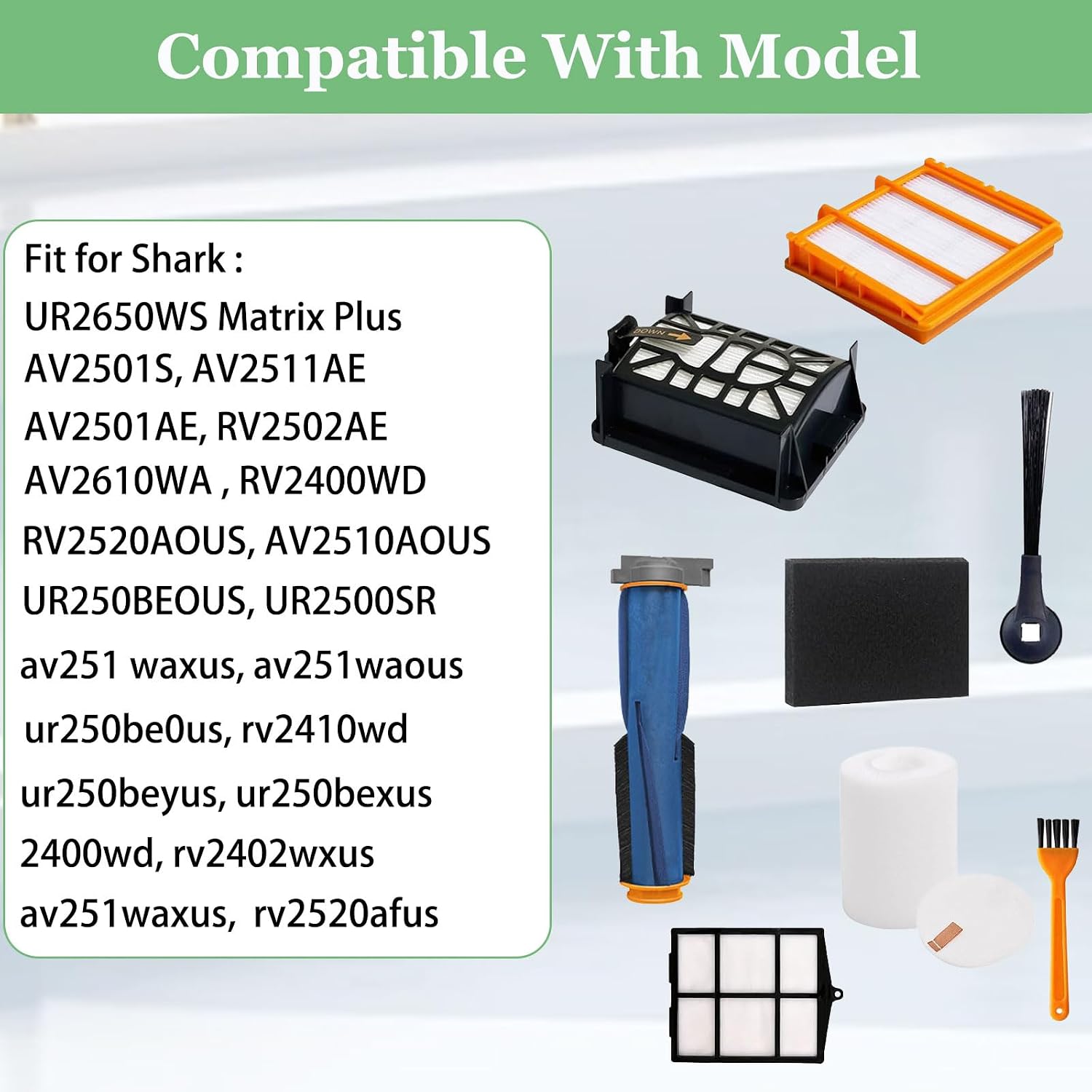 Replacement Part for Shark UR2650WS Matrix Plus 2-in-1 Robot Vacuum Cleaner Accessories Kit with Main Brush Filters Side Brushes Cleaning Tool