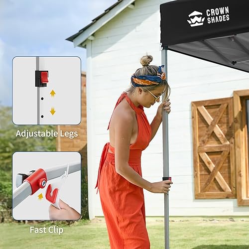 Miniatura 198 de CROWN SHADES - Toldo desplegable de 10 x 10 pies con 1 pared lateral, tienda de campaña de playa que se arma con solo presionar un botón, glorieta