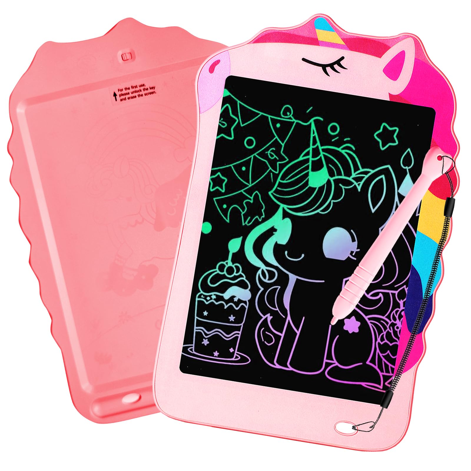 LCD Writing Tablet, Unicorn Drawing Pad Doodle Board, Colorful Toddlers Toys Drawing Board, Educational Toys for Boys Girls 3 4 5 6 7 8 Year Old Christmas and Birthday Gifts