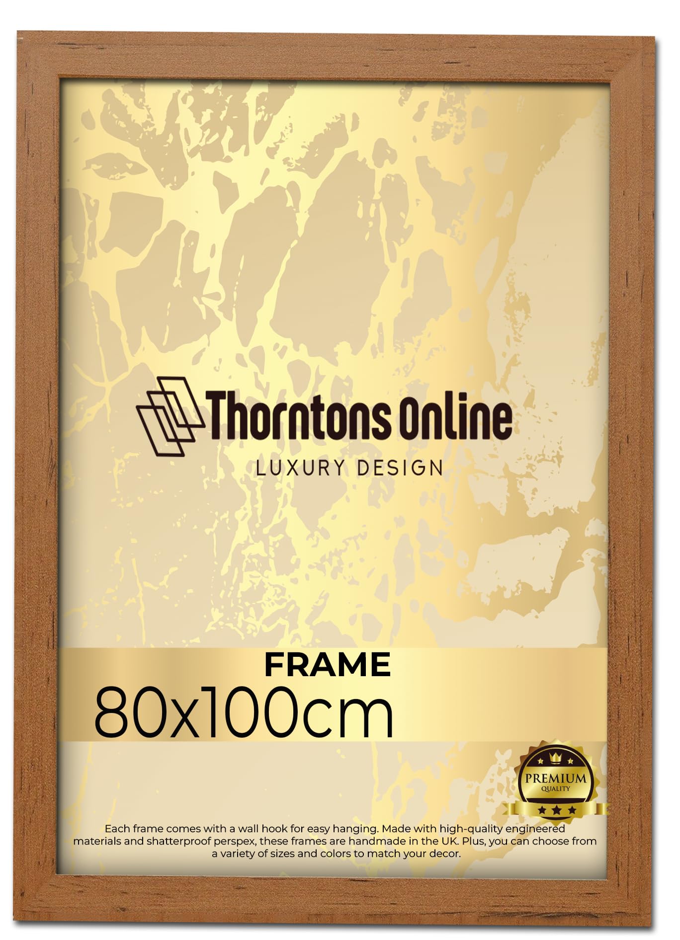 Thorntons Walnut Extra Large Gallery Picture Photo Frame 80x100cm With Clear Perspex Front & Wall Mounting-Solid MDF Wood-Horizontal and Vertical Wall Display-100cm x 80cm (Walnut)